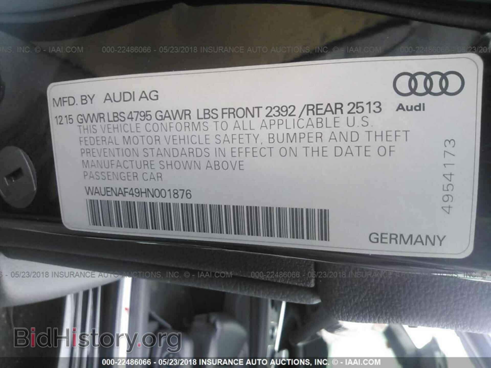 2017 Audi A4 - VIN: WAUENAF49HN001876 - Photo 9