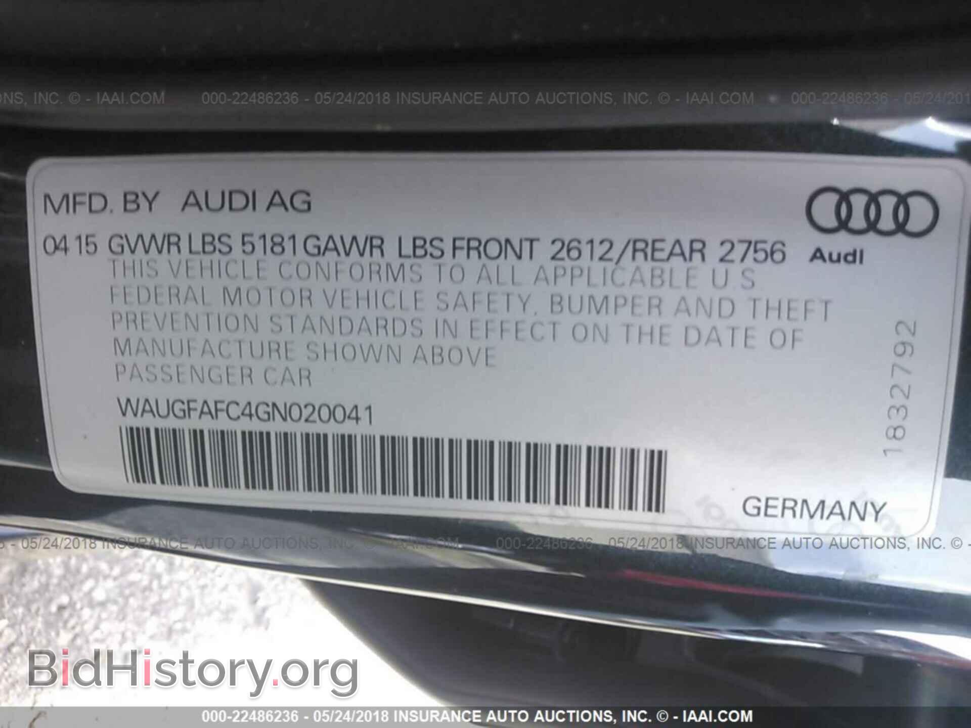 2016 Audi A6 - VIN: WAUGFAFC4GN020041 - Фото 9