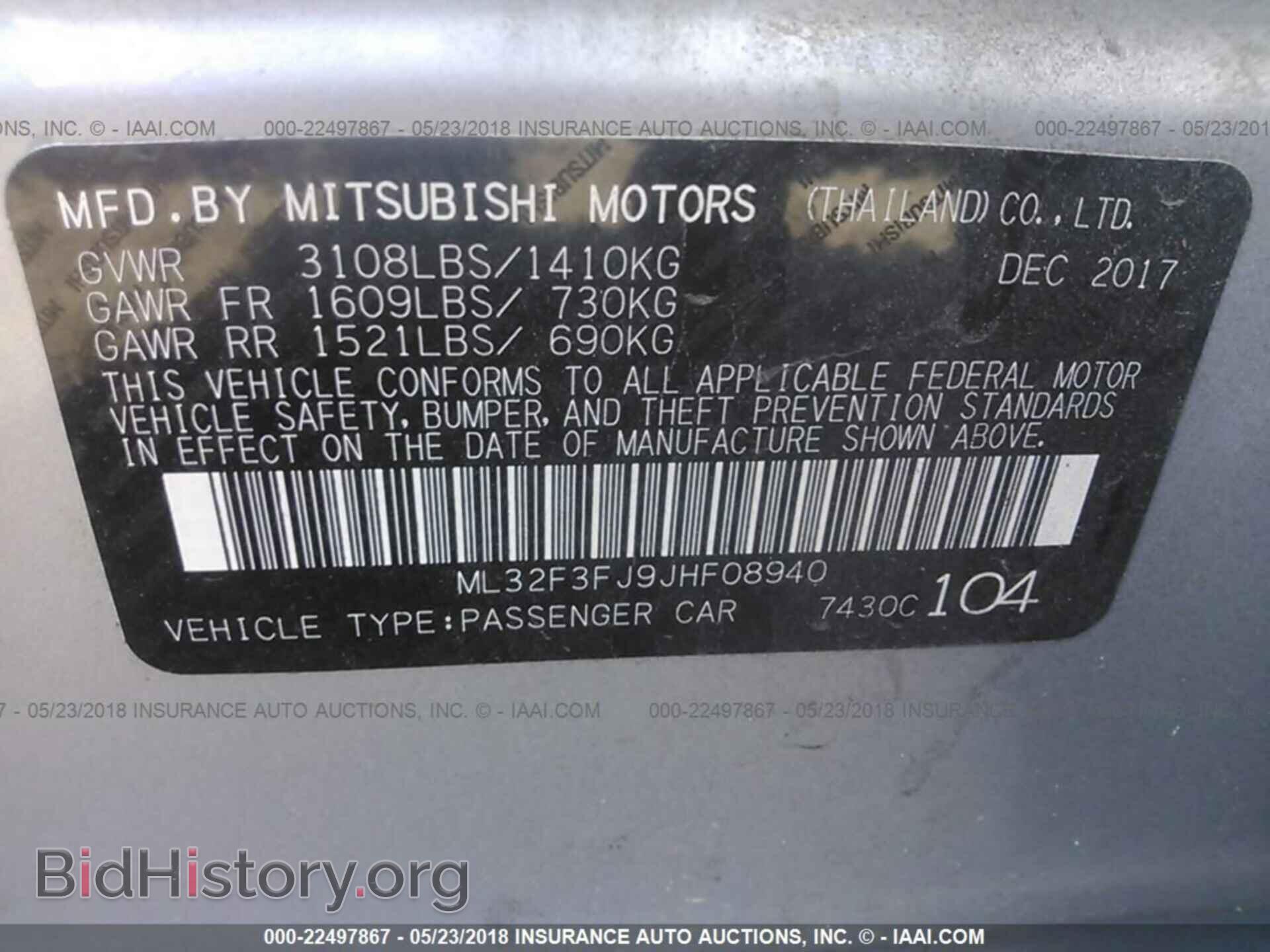 2018 MITSUBISHI MIRAGE - VIN: ML32F3FJ9JHF08940 - Фото 9