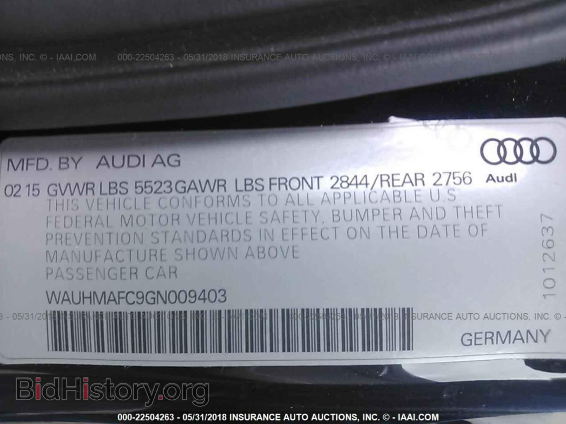 2016 Audi A6 - VIN: WAUHMAFC9GN009403 - Фото 9