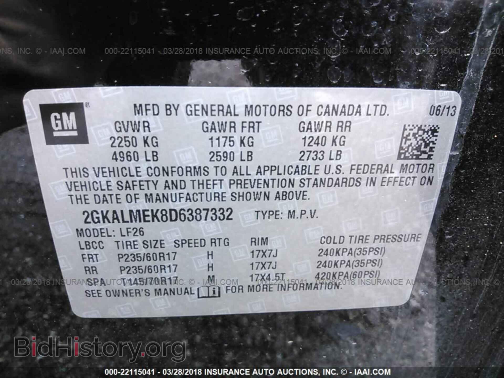 2013 GMC TERRAIN - VIN: 2GKALMEK8D6387332 - Photo 9