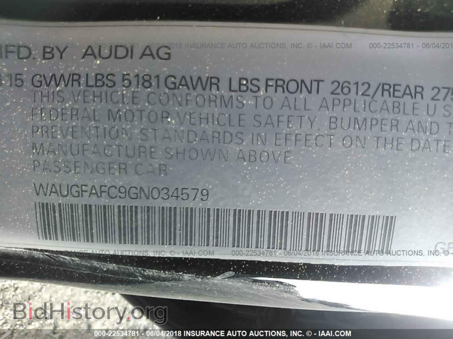2016 Audi A6 - VIN: WAUGFAFC9GN034579 - Photo 9