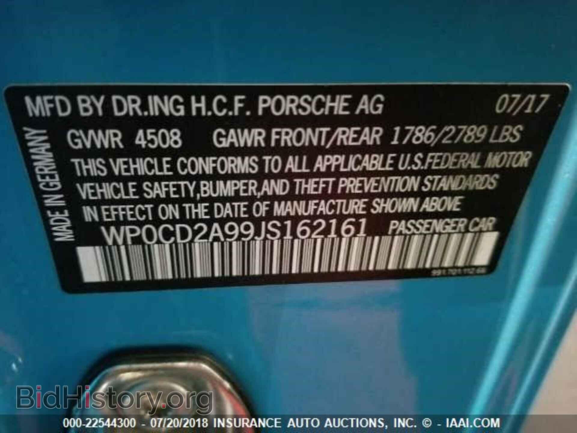 2018 Porsche 911 - VIN: WP0CD2A99JS162161 - Фото 9