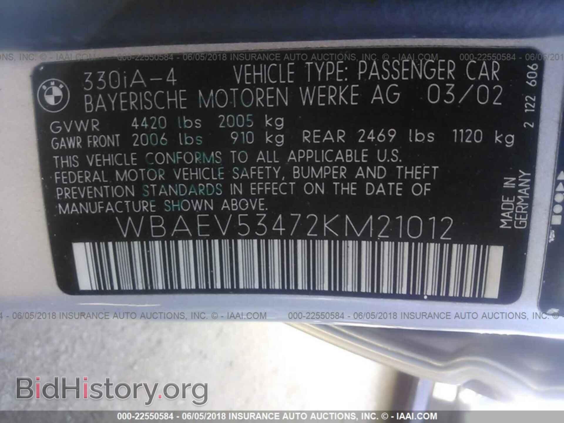 2002 BMW 330 - VIN: WBAEV53472KM21012 - Фото 9