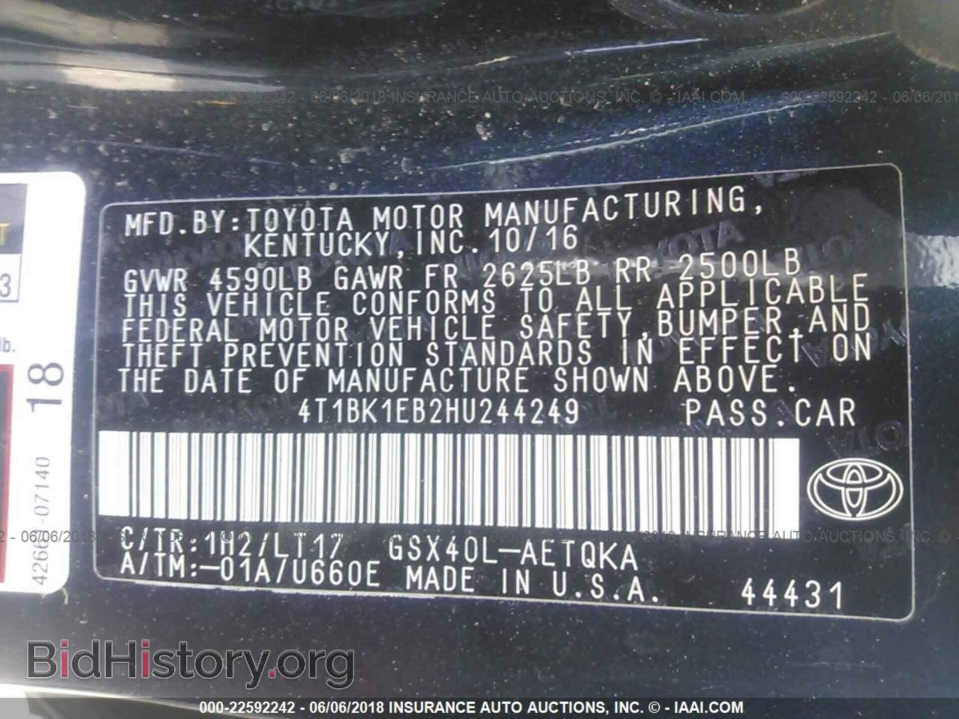 2017 Toyota Avalon - VIN: 4T1BK1EB2HU244249 - Фото 9