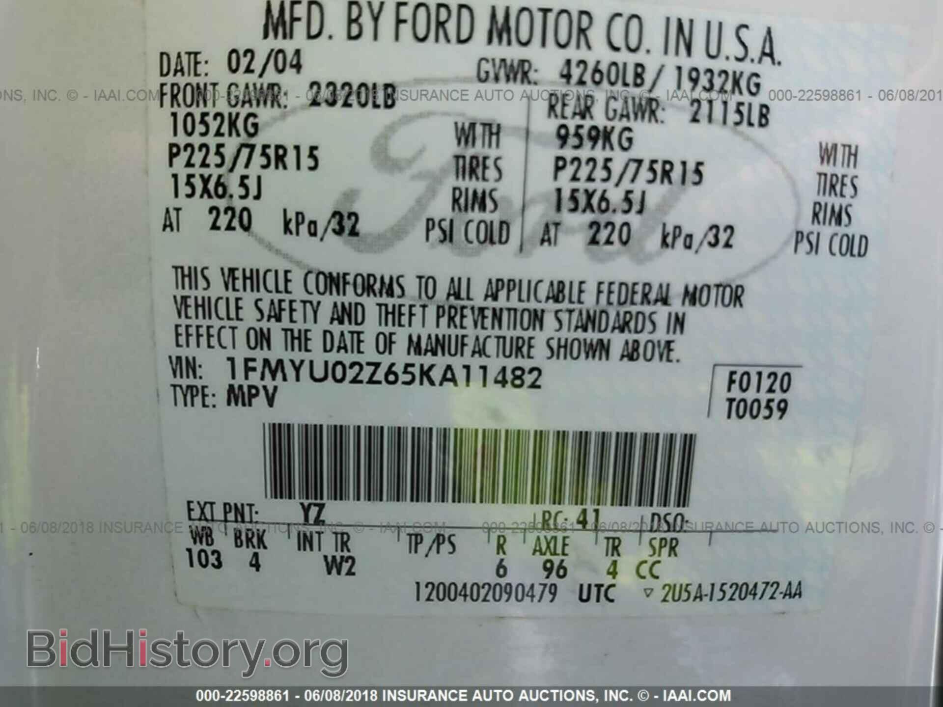 2005 FORD ESCAPE - VIN: 1FMYU02Z65KA11482 - Фото 9