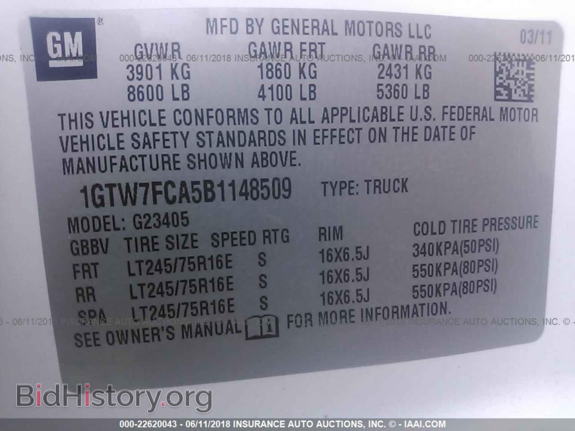 2011 Gmc Savana - VIN: 1GTW7FCA5B1148509 - Фото 9