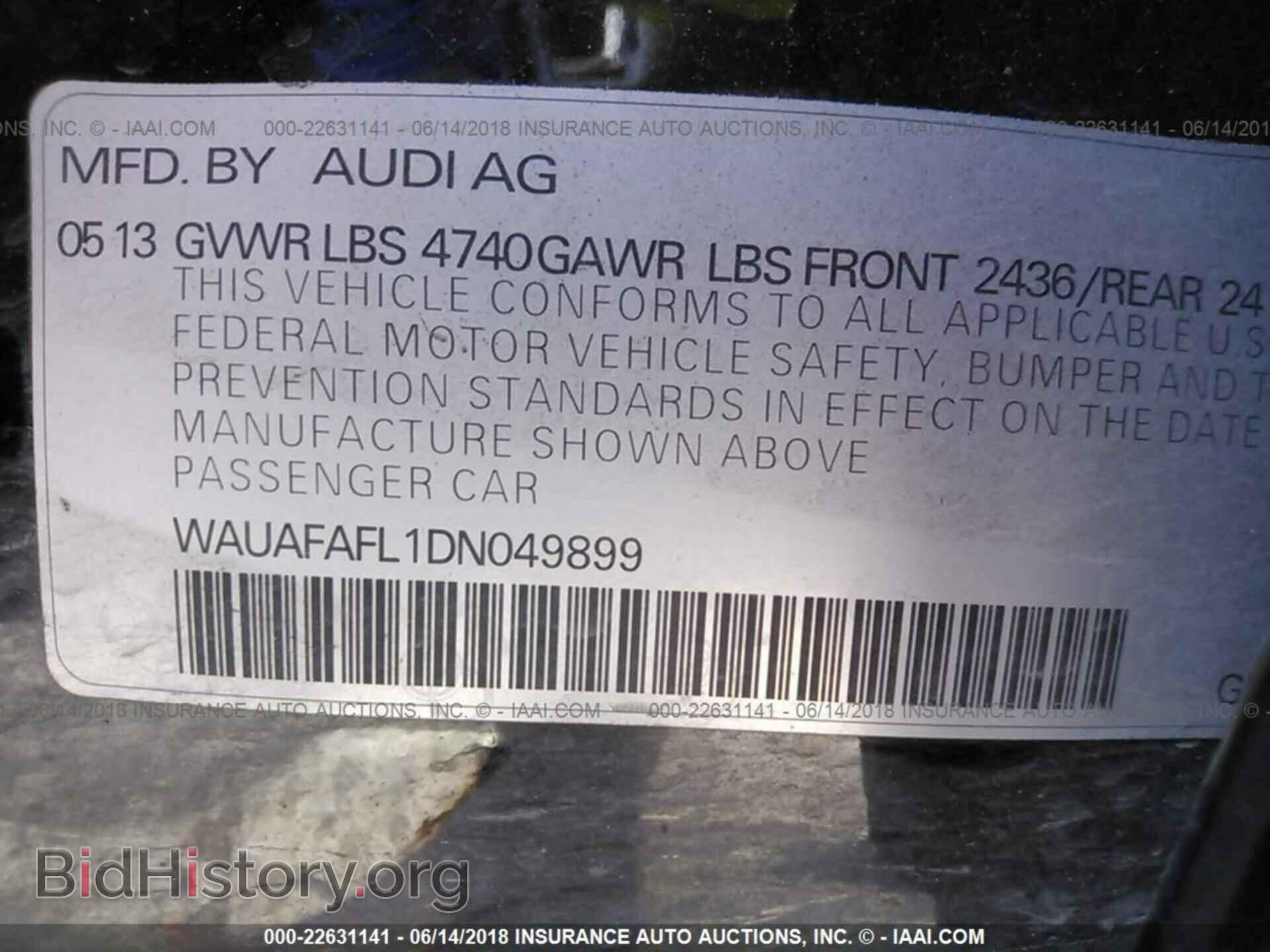 2013 Audi A4 - VIN: WAUAFAFL1DN049899 - Фото 9