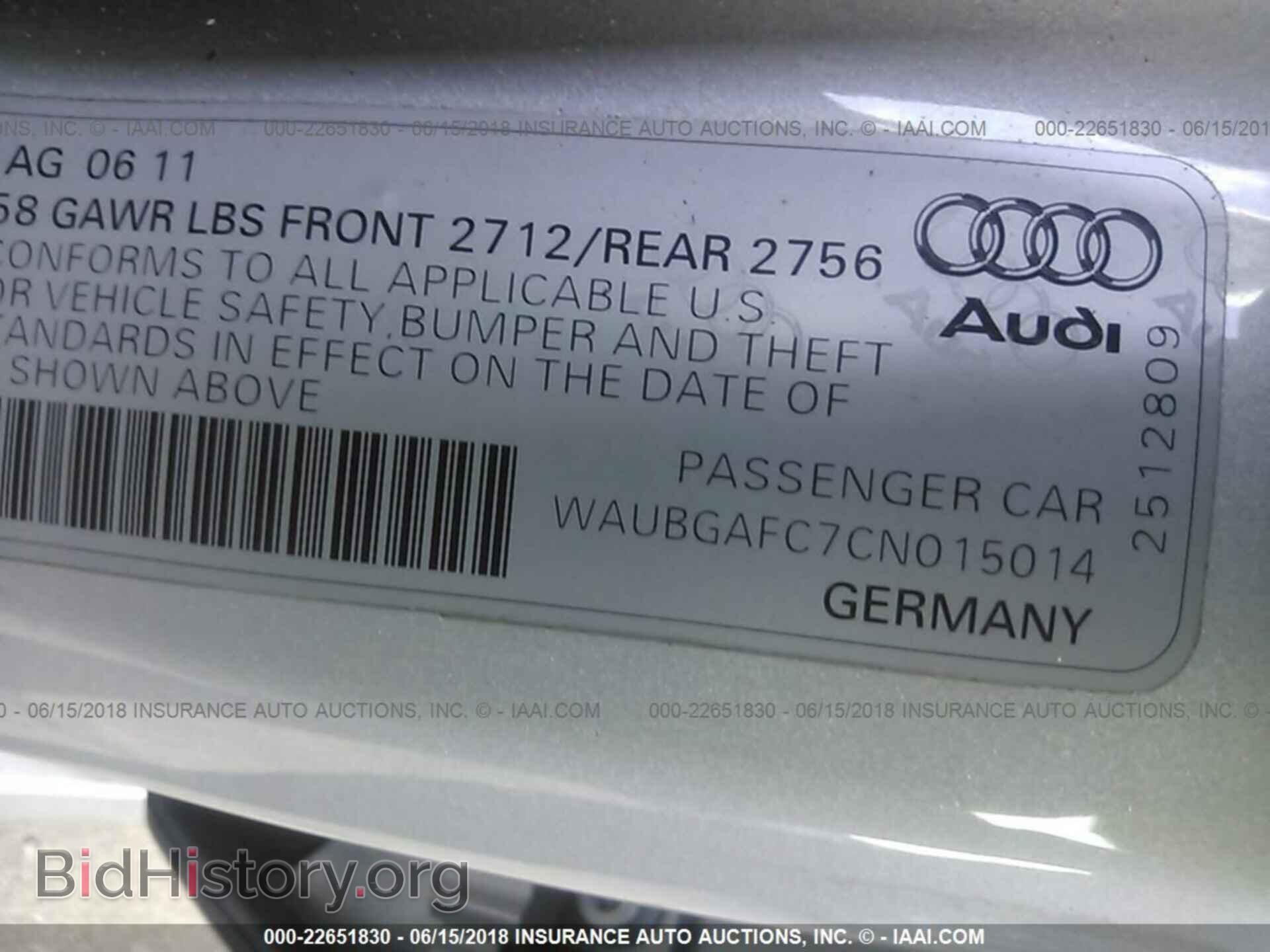 2012 Audi A6 - VIN: WAUBGAFC7CN015014 - Фото 9