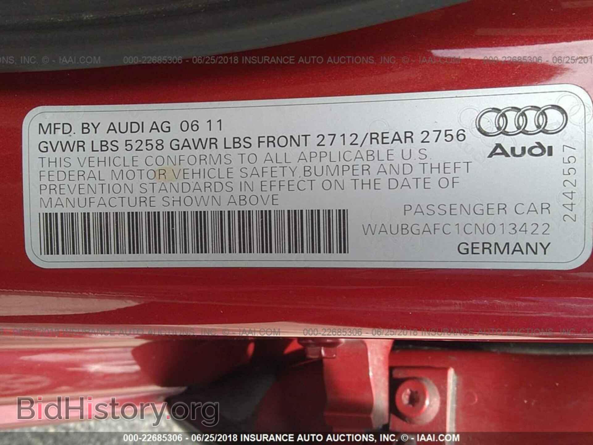 2012 Audi A6 - VIN: WAUBGAFC1CN013422 - Фото 9