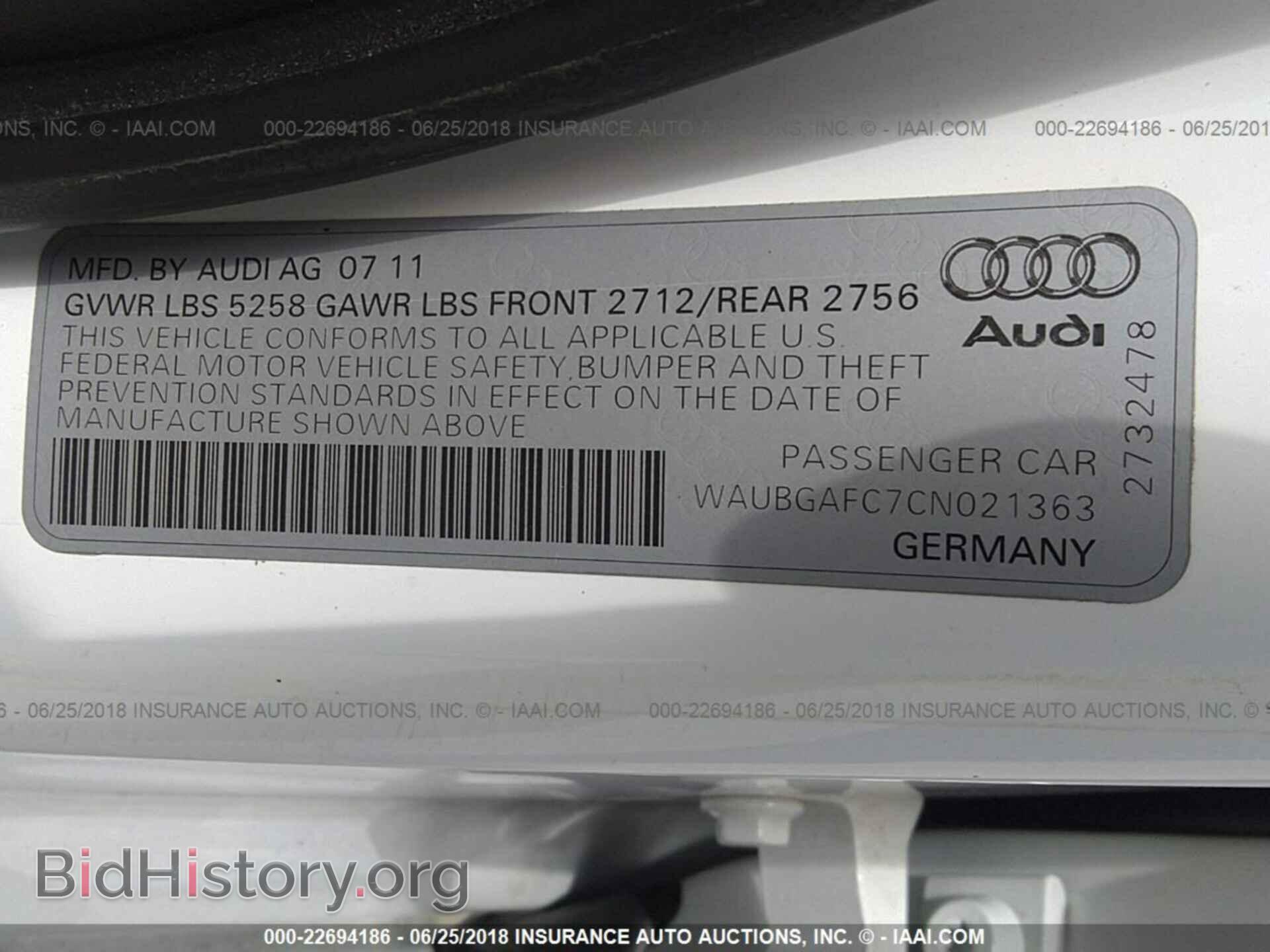 2012 Audi A6 - VIN: WAUBGAFC7CN021363 - Фото 9