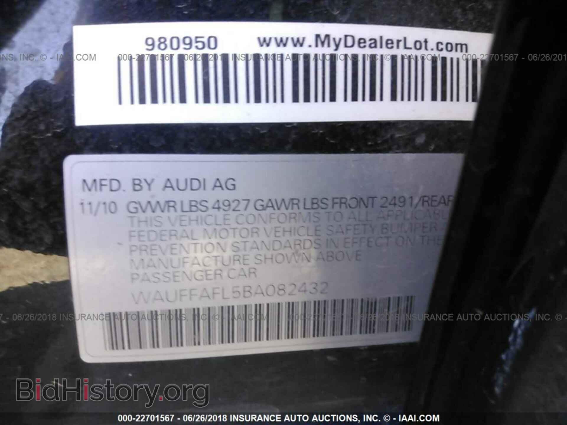 2011 Audi A4 - VIN: WAUFFAFL5BA082432 - Фото 9