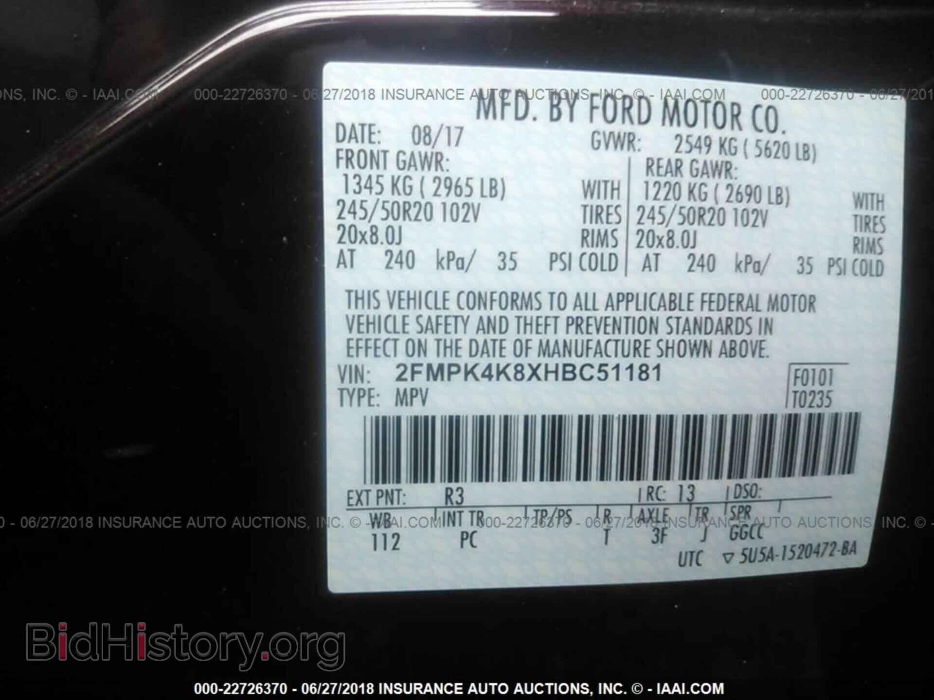 2017 FORD EDGE - VIN: 2FMPK4K8XHBC51181 - Photo 9