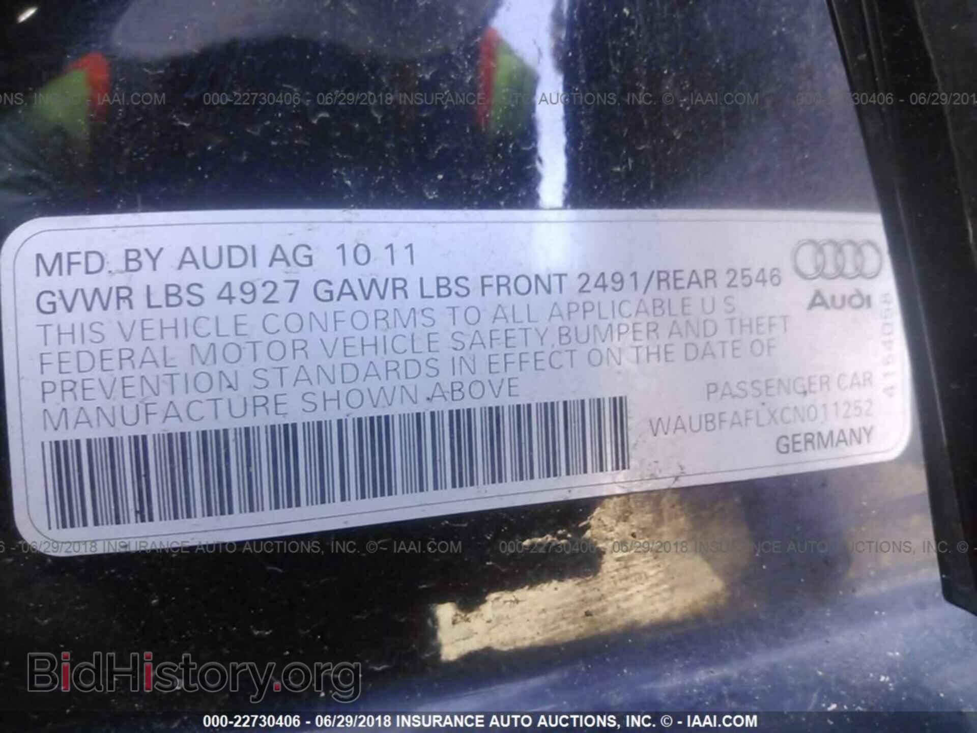 2012 Audi A4 - VIN: WAUBFAFLXCN011252 - Фото 9