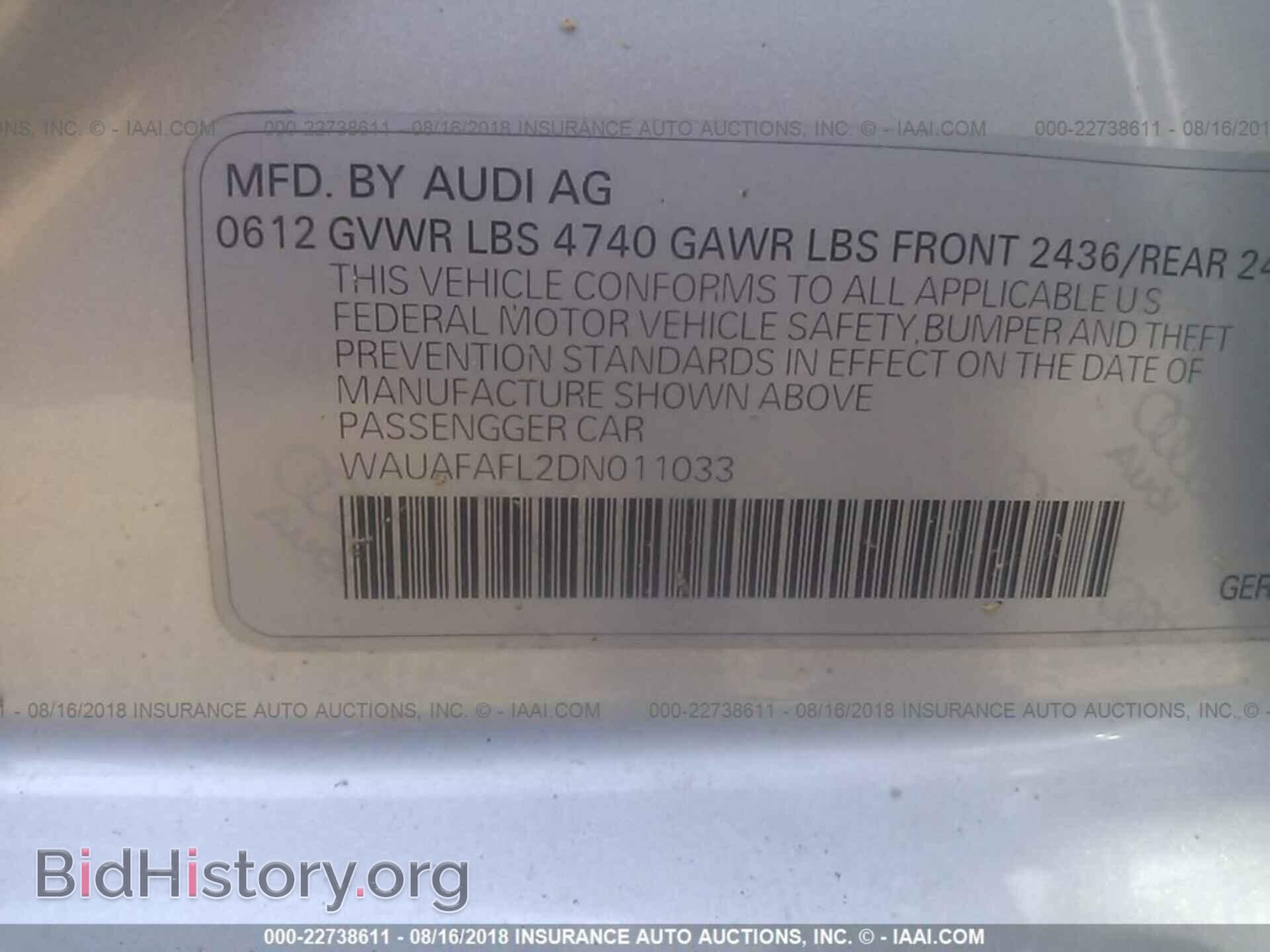 2013 Audi A4 - VIN: WAUAFAFL2DN011033 - Photo 9