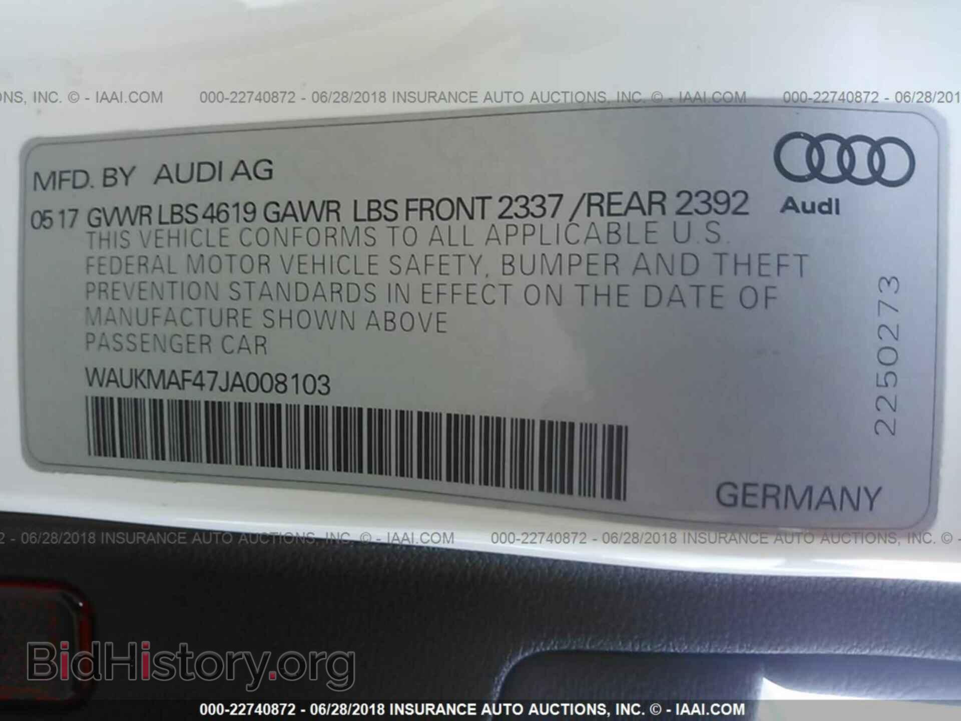 2018 Audi A4 - VIN: WAUKMAF47JA008103 - Фото 9