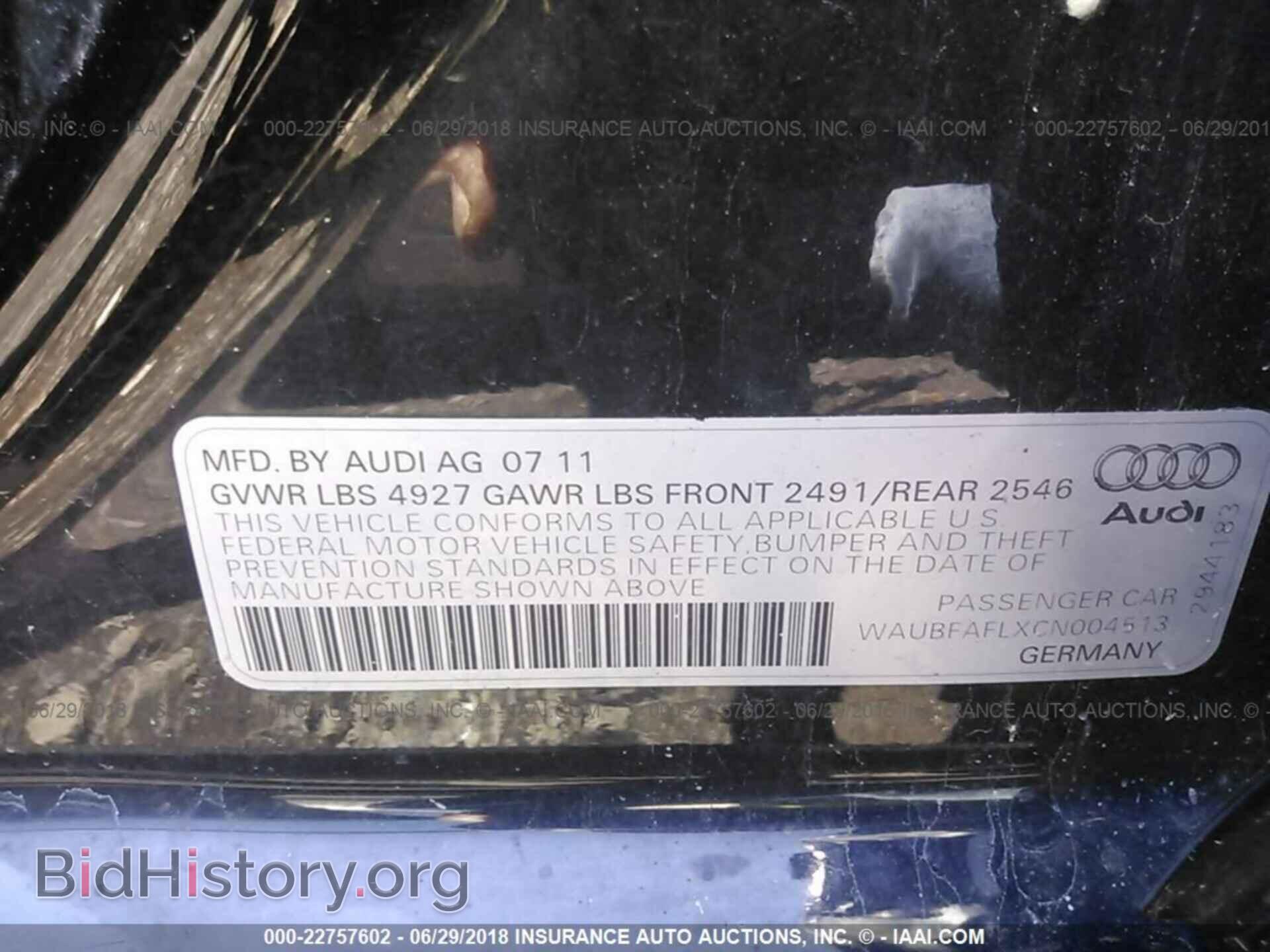 2012 Audi A4 - VIN: WAUBFAFLXCN004513 - Фото 9