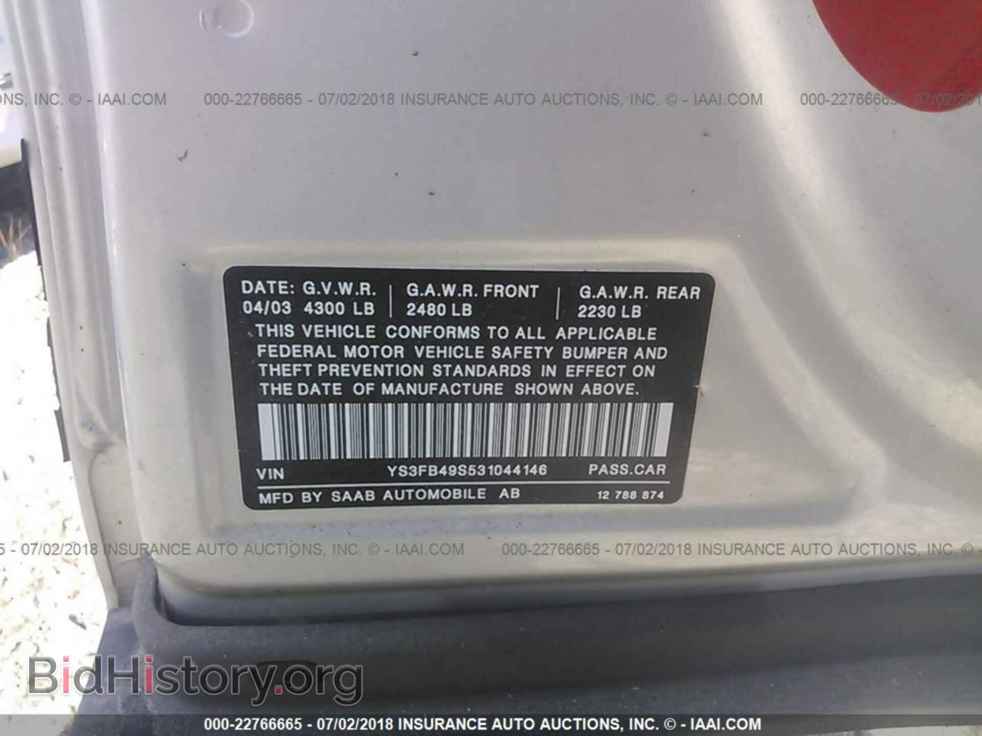 2003 SAAB 9-3 - VIN: YS3FB49S531044146 - Photo 9