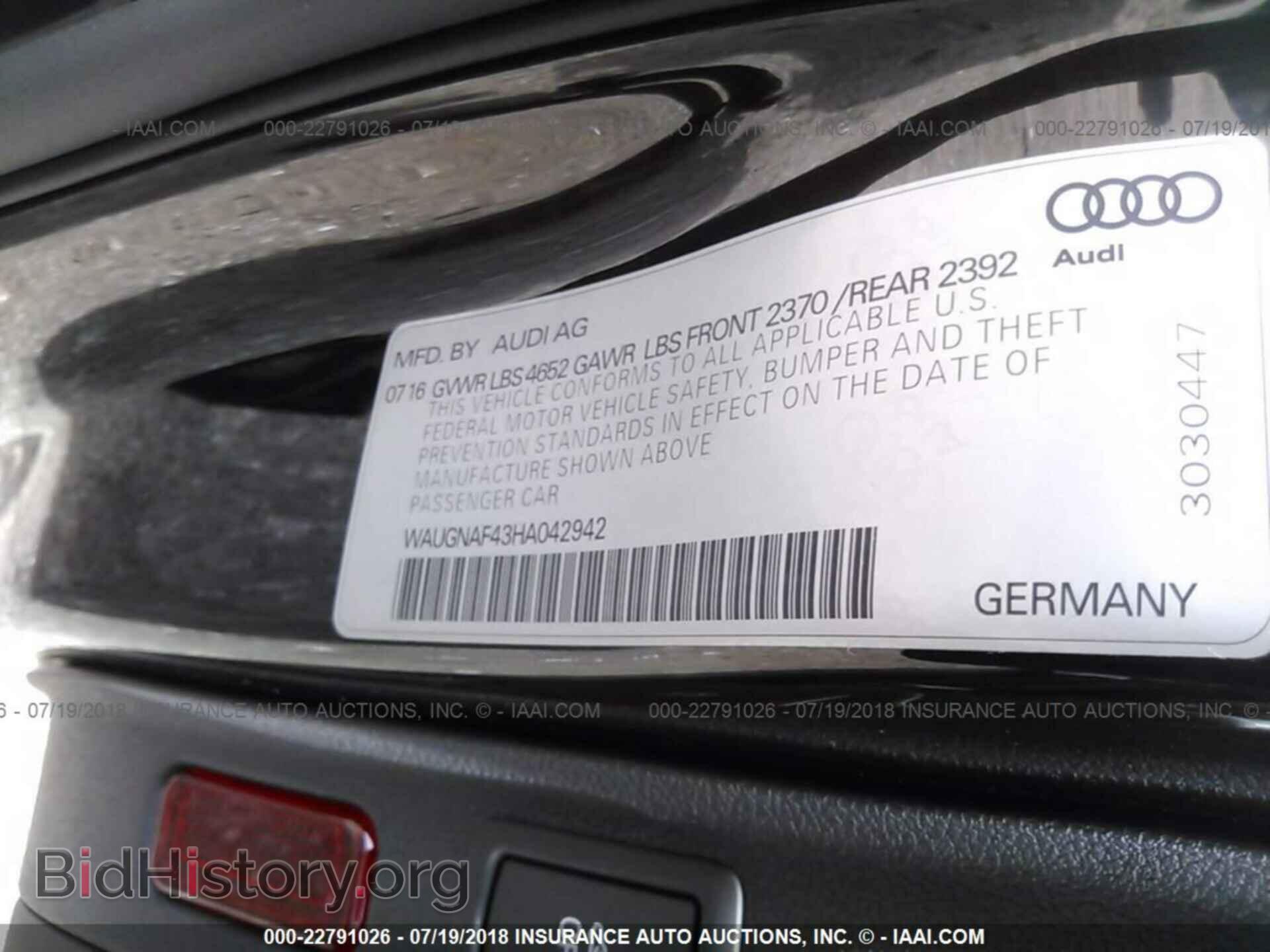 2017 Audi A4 - VIN: WAUGNAF43HA042942 - Фото 9