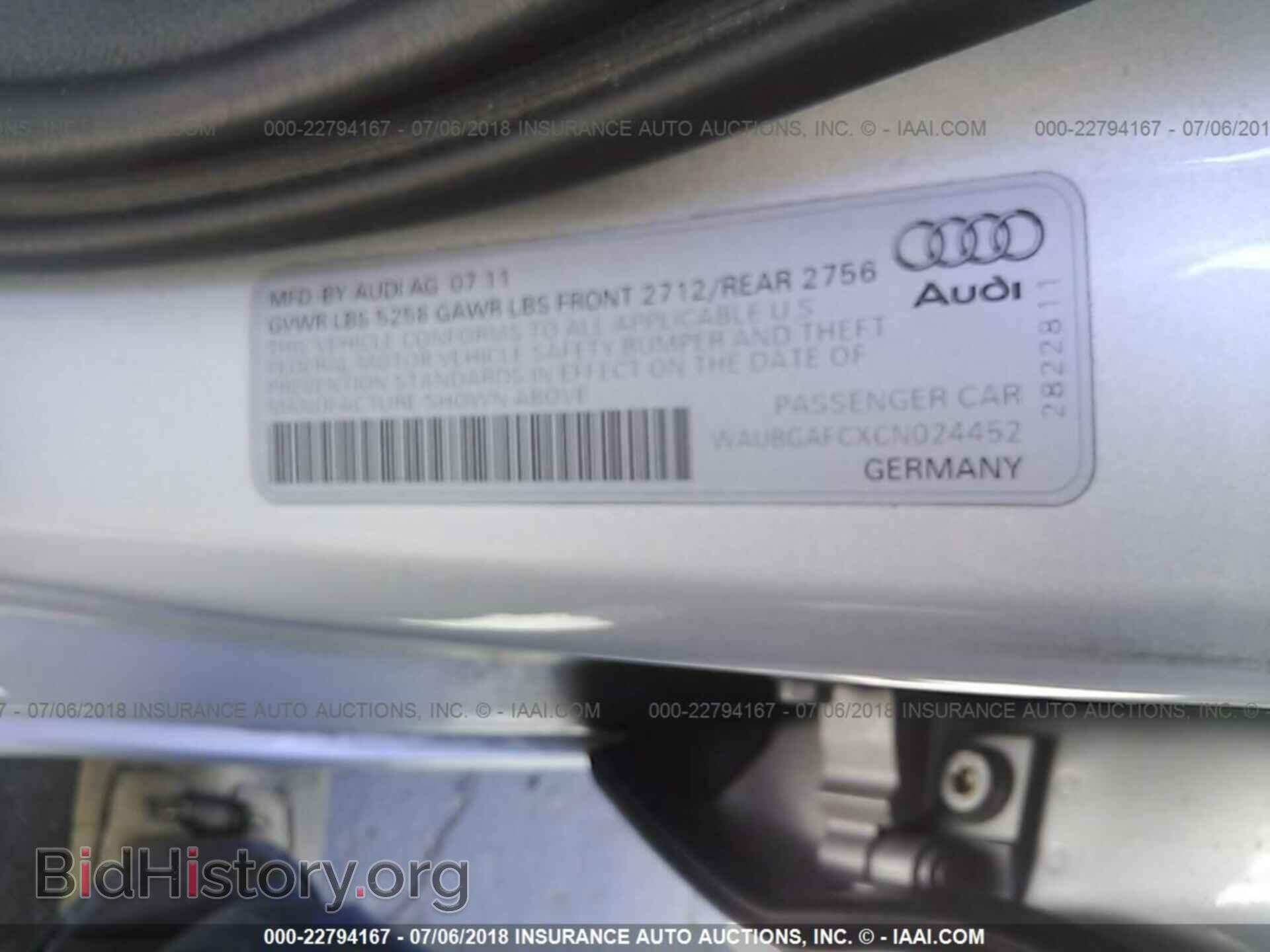 2012 Audi A6 - VIN: WAUBGAFCXCN024452 - Фото 9