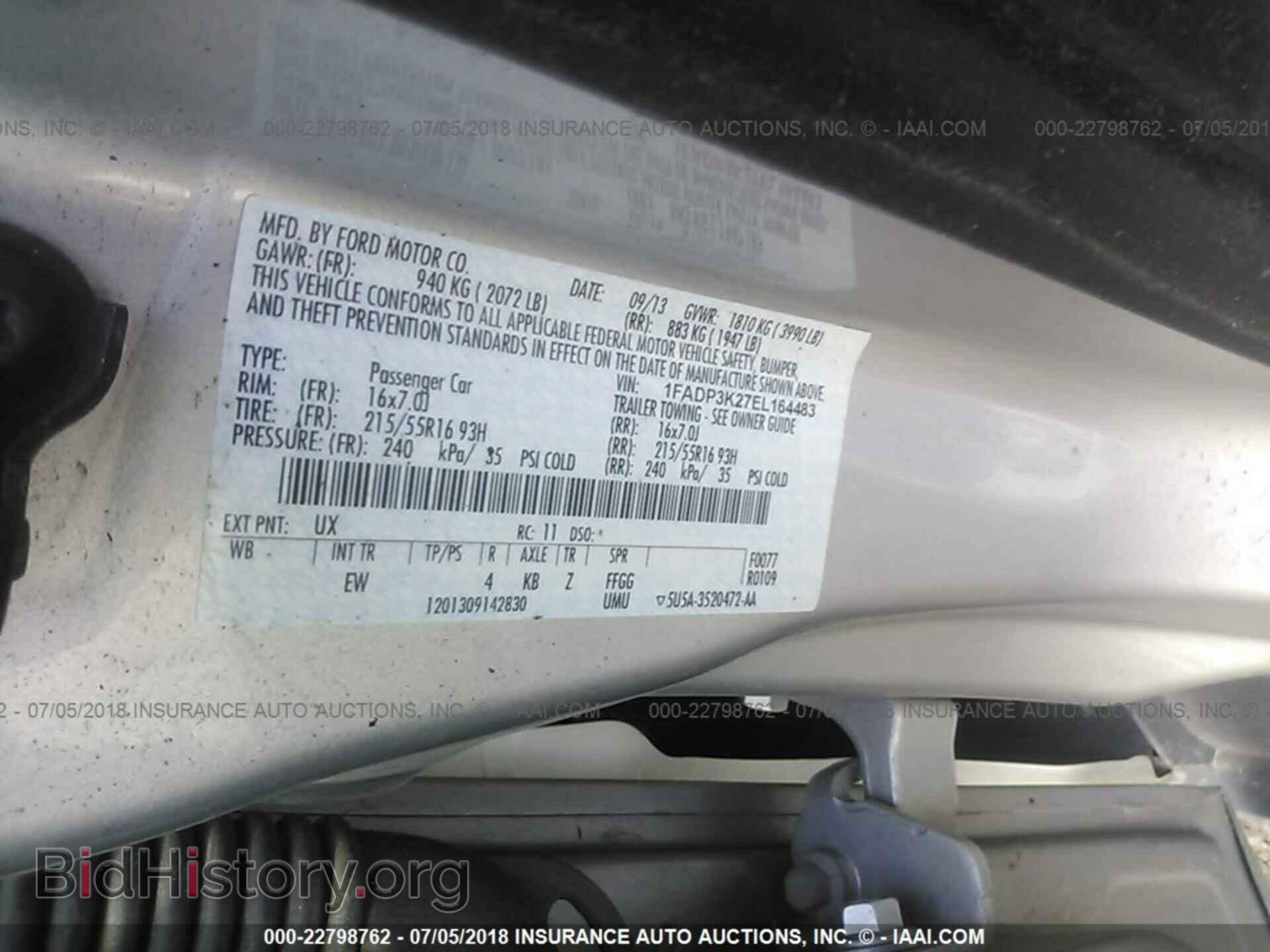 2014 FORD FOCUS - VIN: 1FADP3K27EL164483 - Фото 9