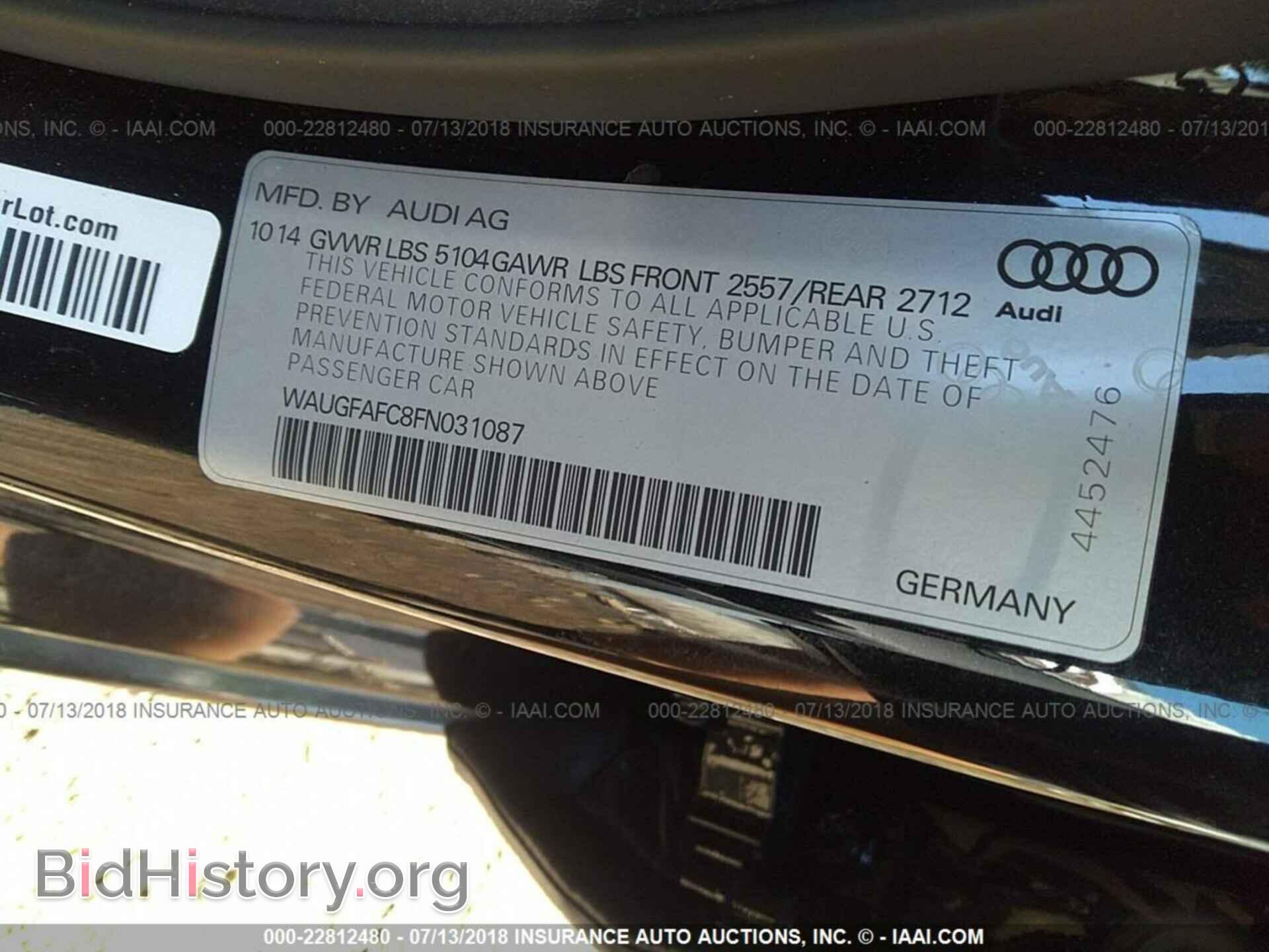2015 Audi A6 - VIN: WAUGFAFC8FN031087 - Фото 9