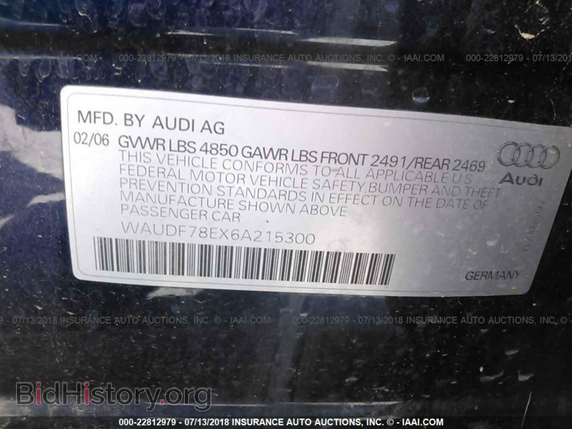 2006 Audi A4 - VIN: WAUDF78EX6A215300 - Фото 9