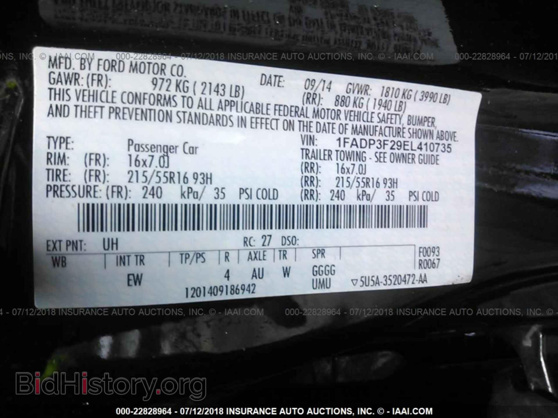 2014 FORD FOCUS - VIN: 1FADP3F29EL410735 - Фото 9