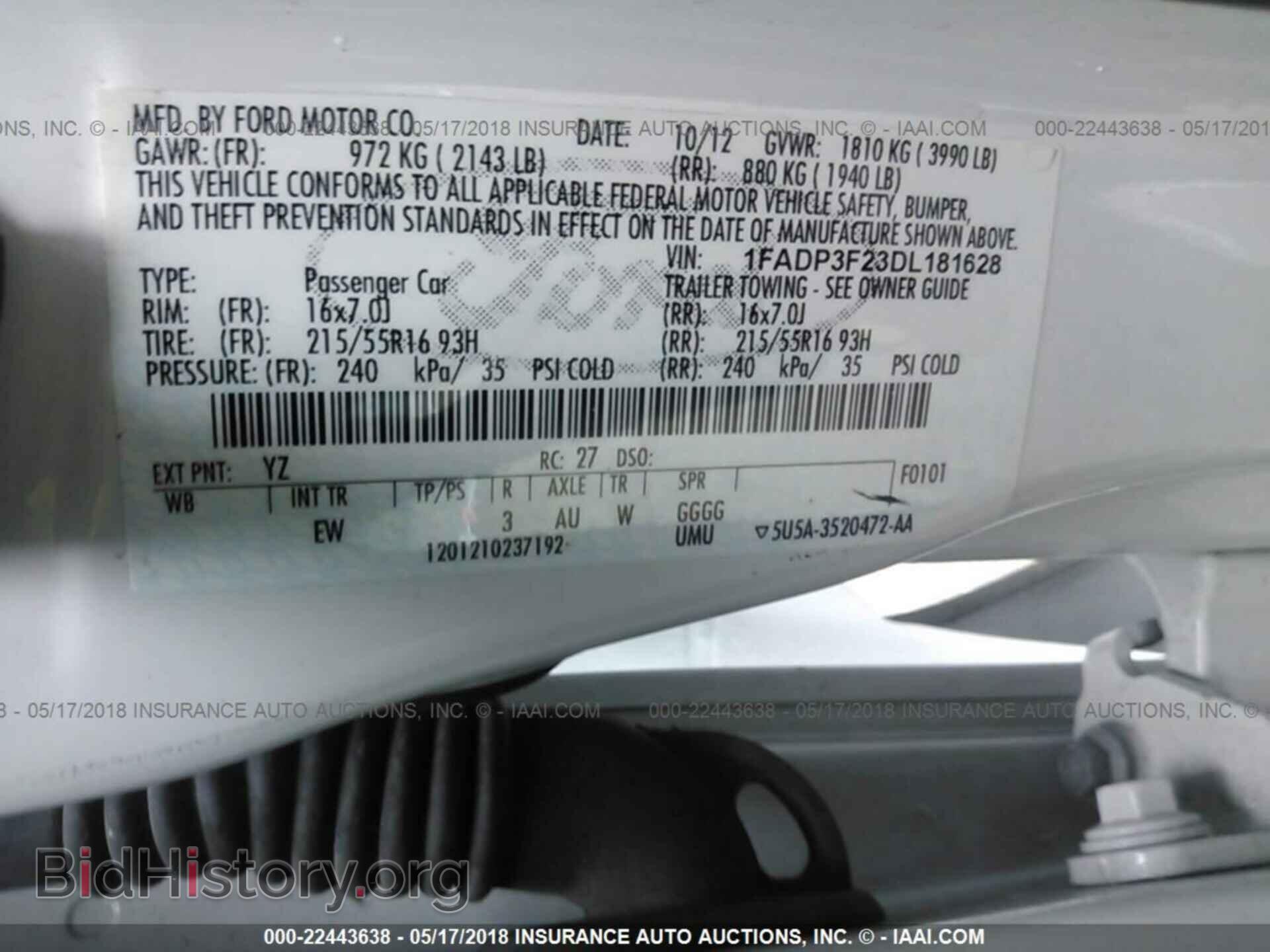 2013 FORD FOCUS - VIN: 1FADP3F23DL181628 - Фото 9