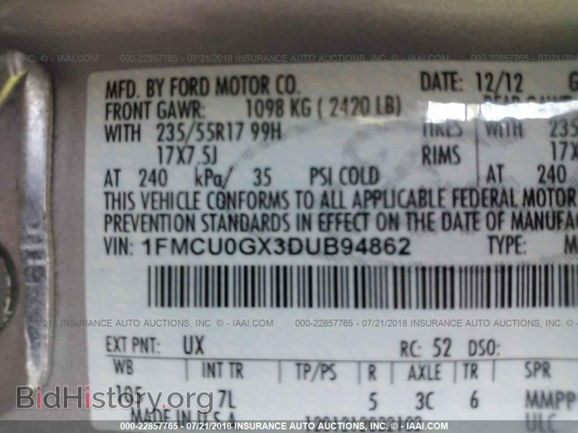 2013 Ford Escape - VIN: 1FMCU0GX3DUB94862 - Фото 9