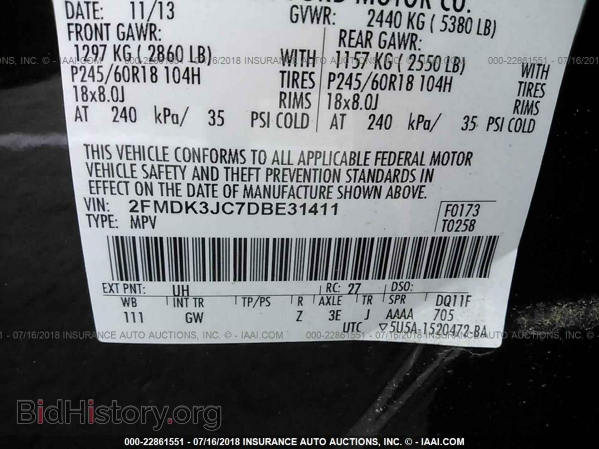 2013 FORD EDGE - VIN: 2FMDK3JC7DBE31411 - Photo 9