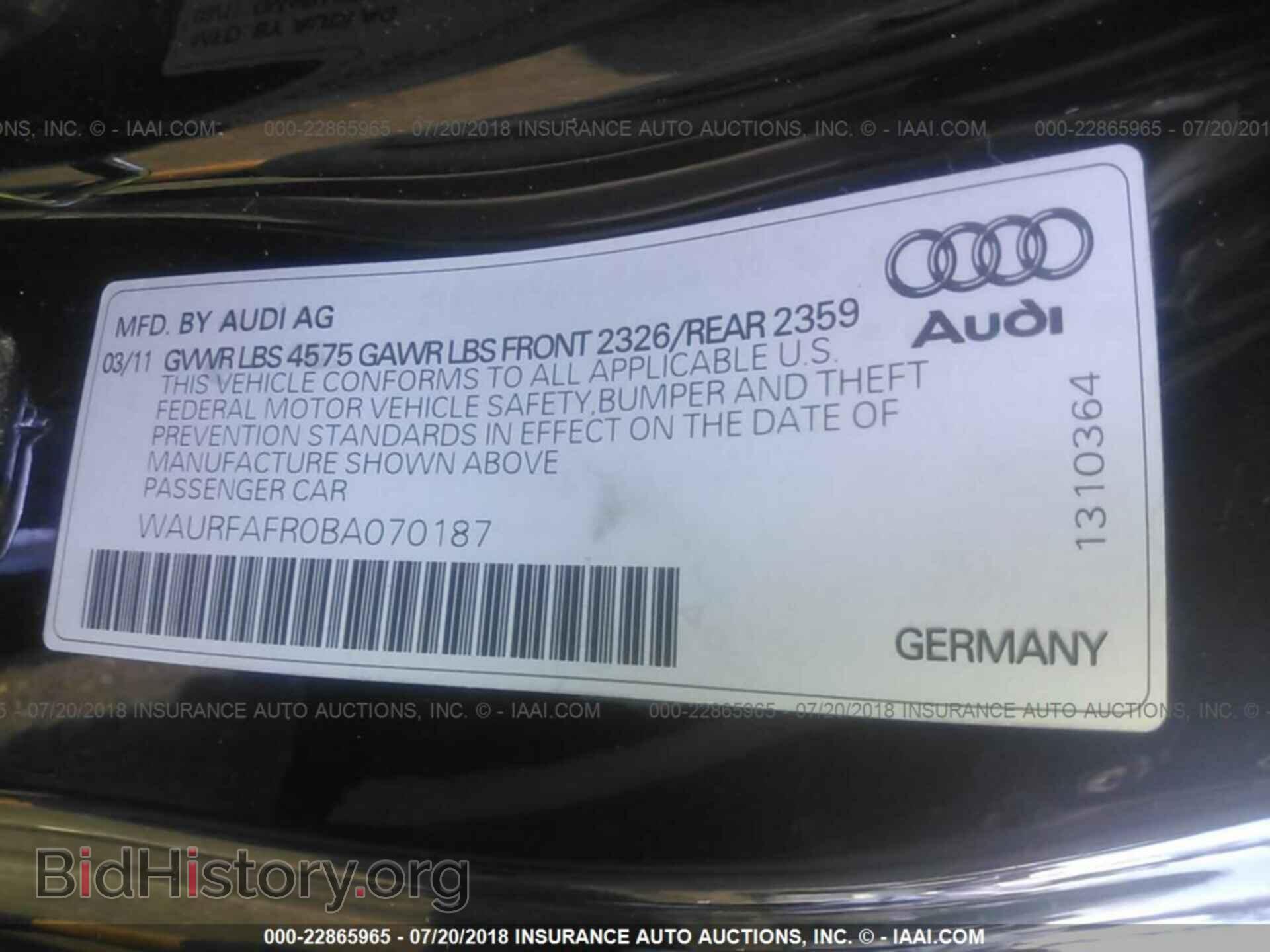 2011 Audi A5 - VIN: WAURFAFR0BA070187 - Photo 9
