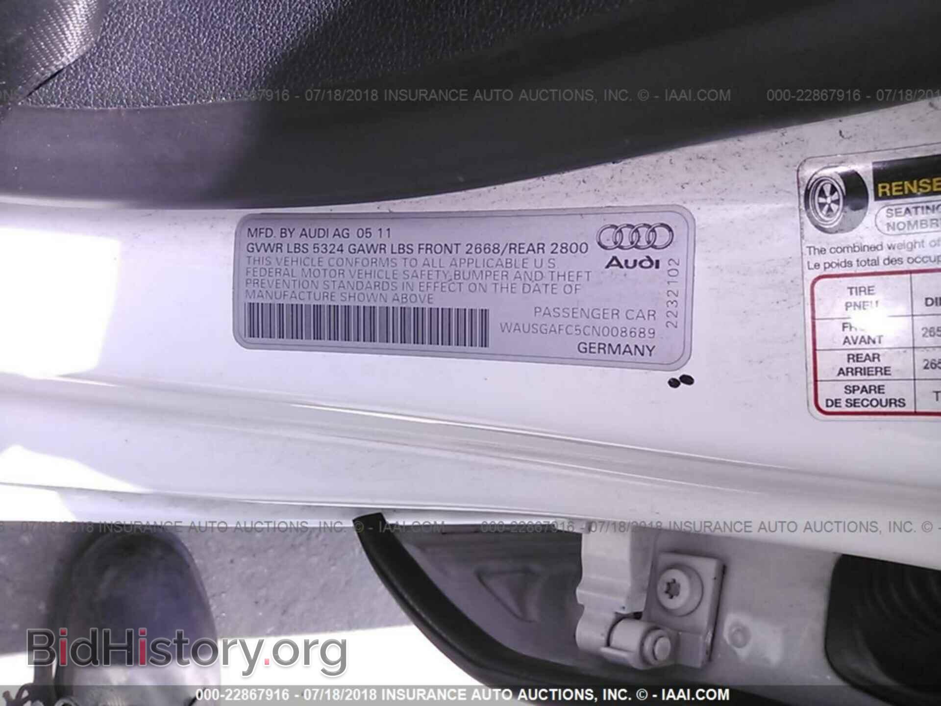 2012 Audi A7 - VIN: WAUSGAFC5CN008689 - Photo 9