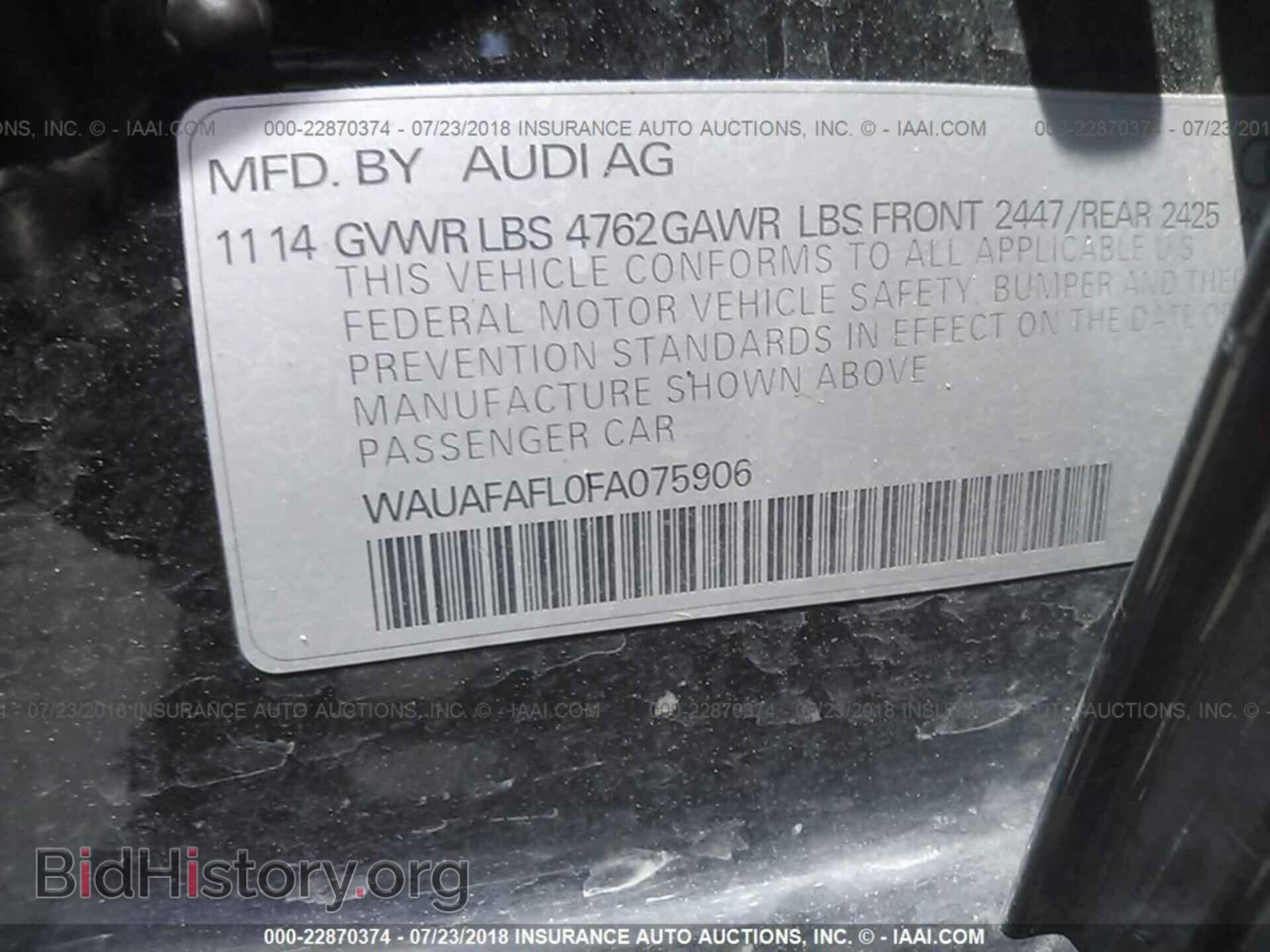 2015 Audi A4 - VIN: WAUAFAFL0FA075906 - Фото 9