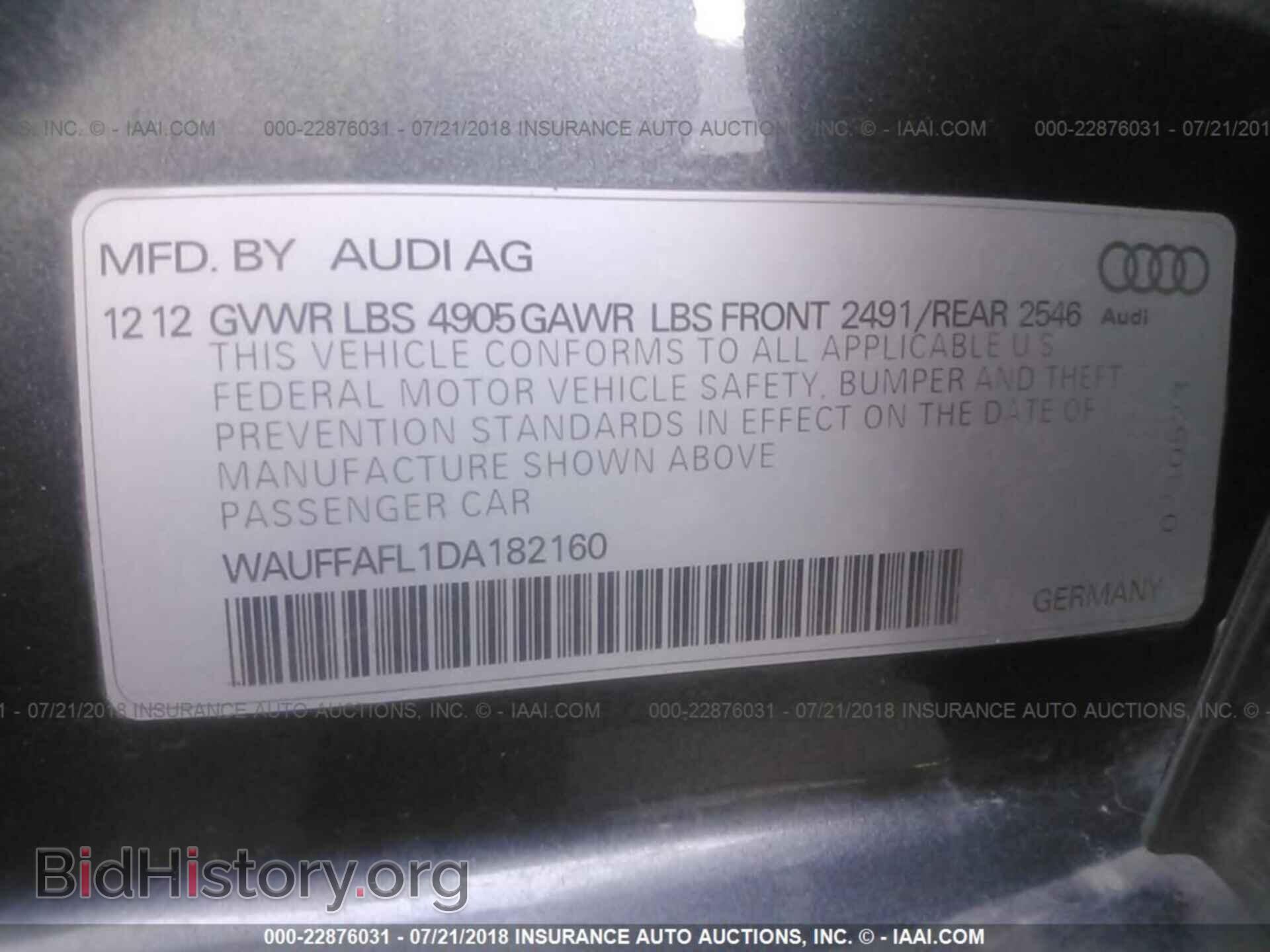 2013 Audi A4 - VIN: WAUFFAFL1DA182160 - Фото 9