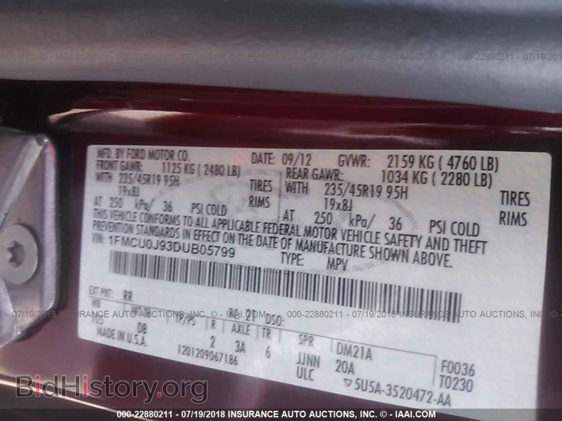 2013 Ford Escape - VIN: 1FMCU0J93DUB05799 - Фото 9