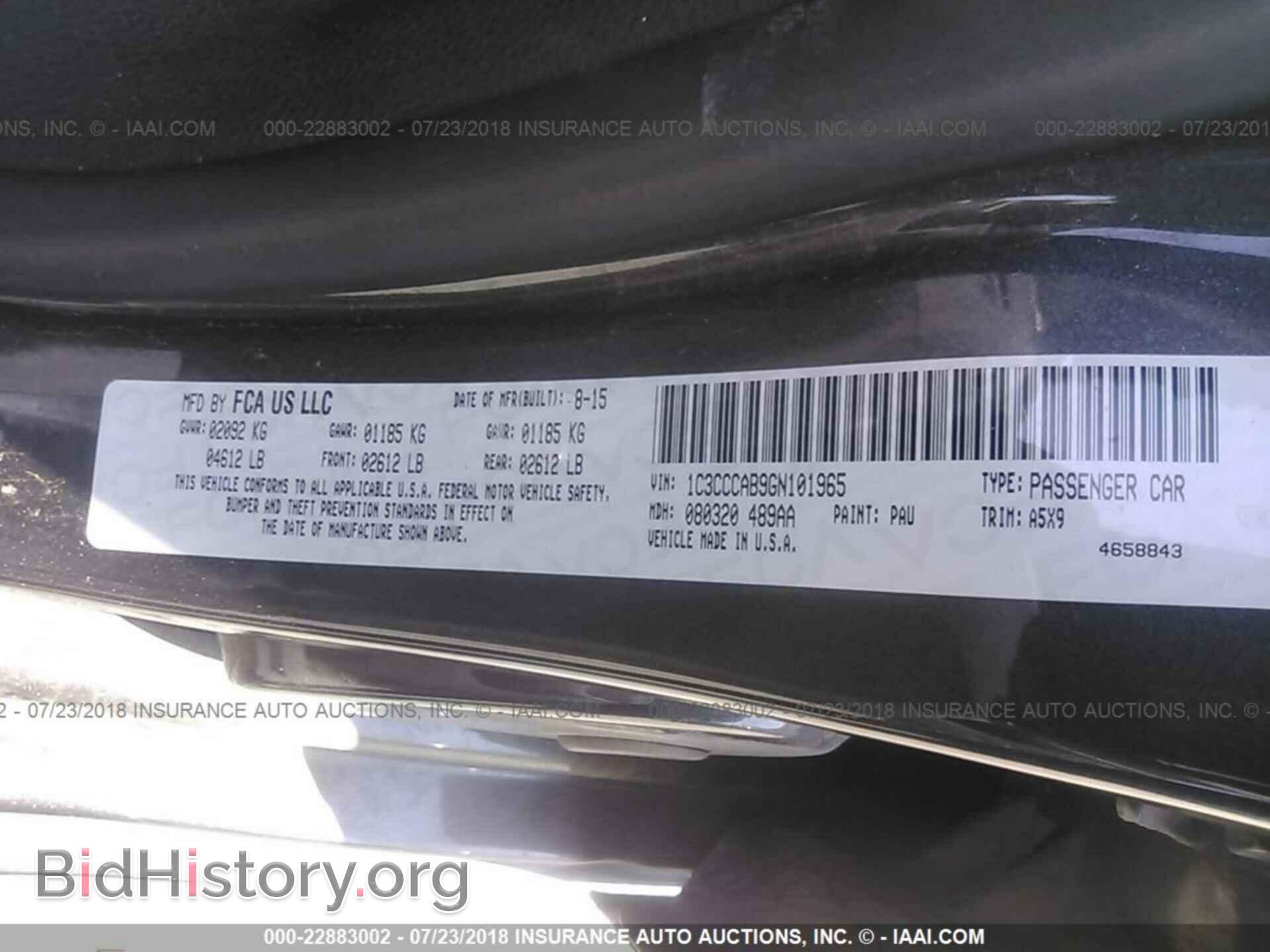 2016 Chrysler 200 - VIN: 1C3CCCAB9GN101965 - Photo 9