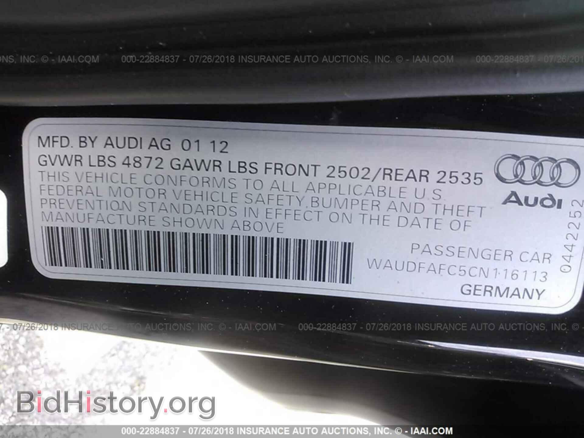 2012 Audi A6 - VIN: WAUDFAFC5CN116113 - Фото 9