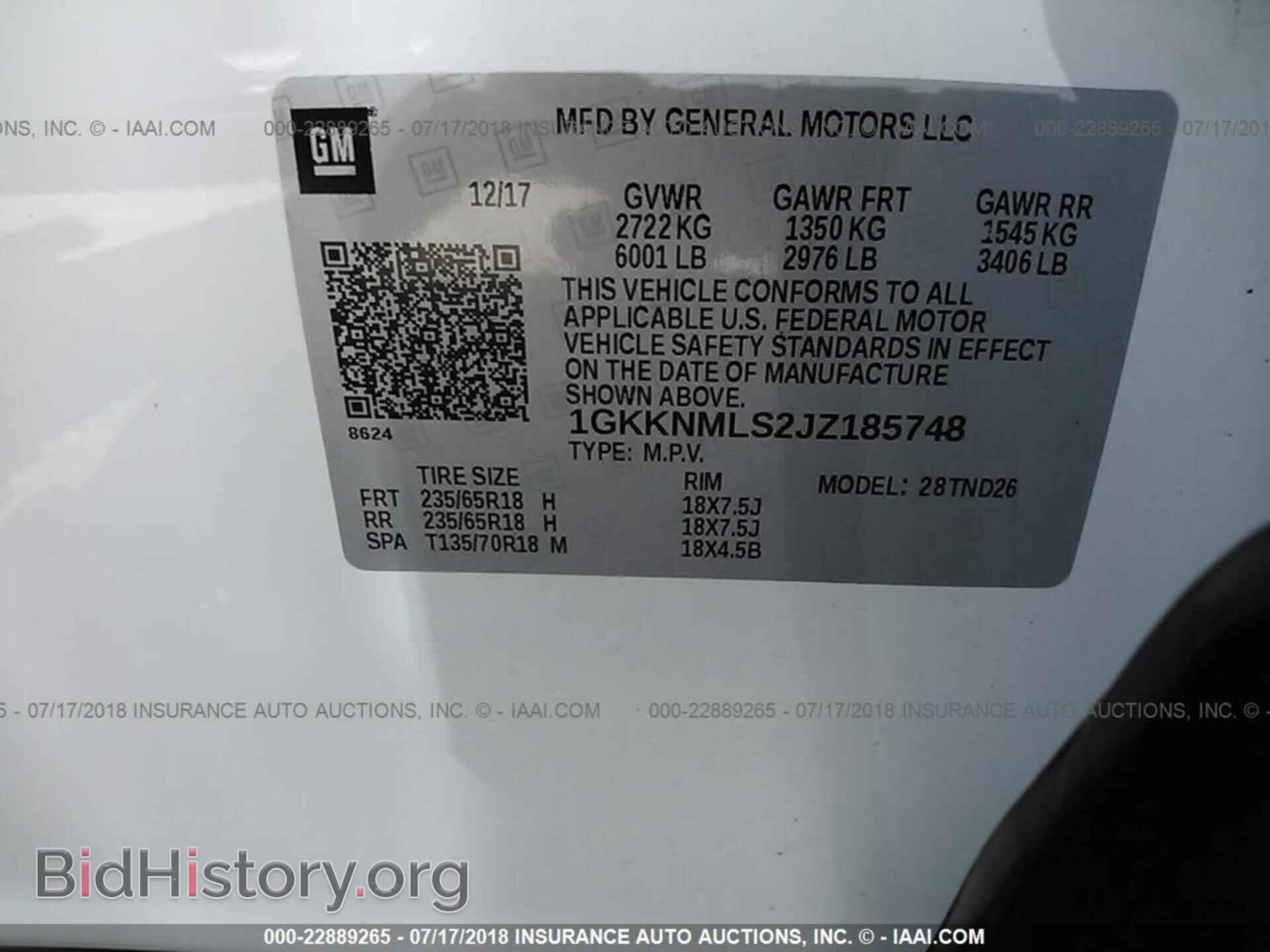 2018 Gmc Acadia - VIN: 1GKKNMLS2JZ185748 - Фото 9