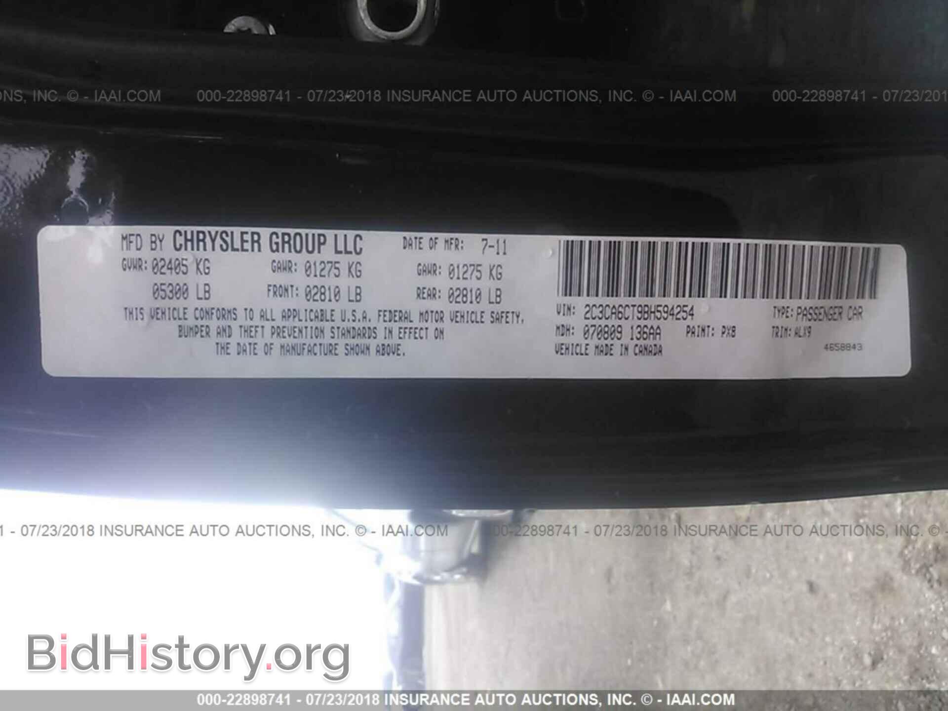 2011 CHRYSLER 300C - VIN: 2C3CA6CT9BH594254 - Фото 9