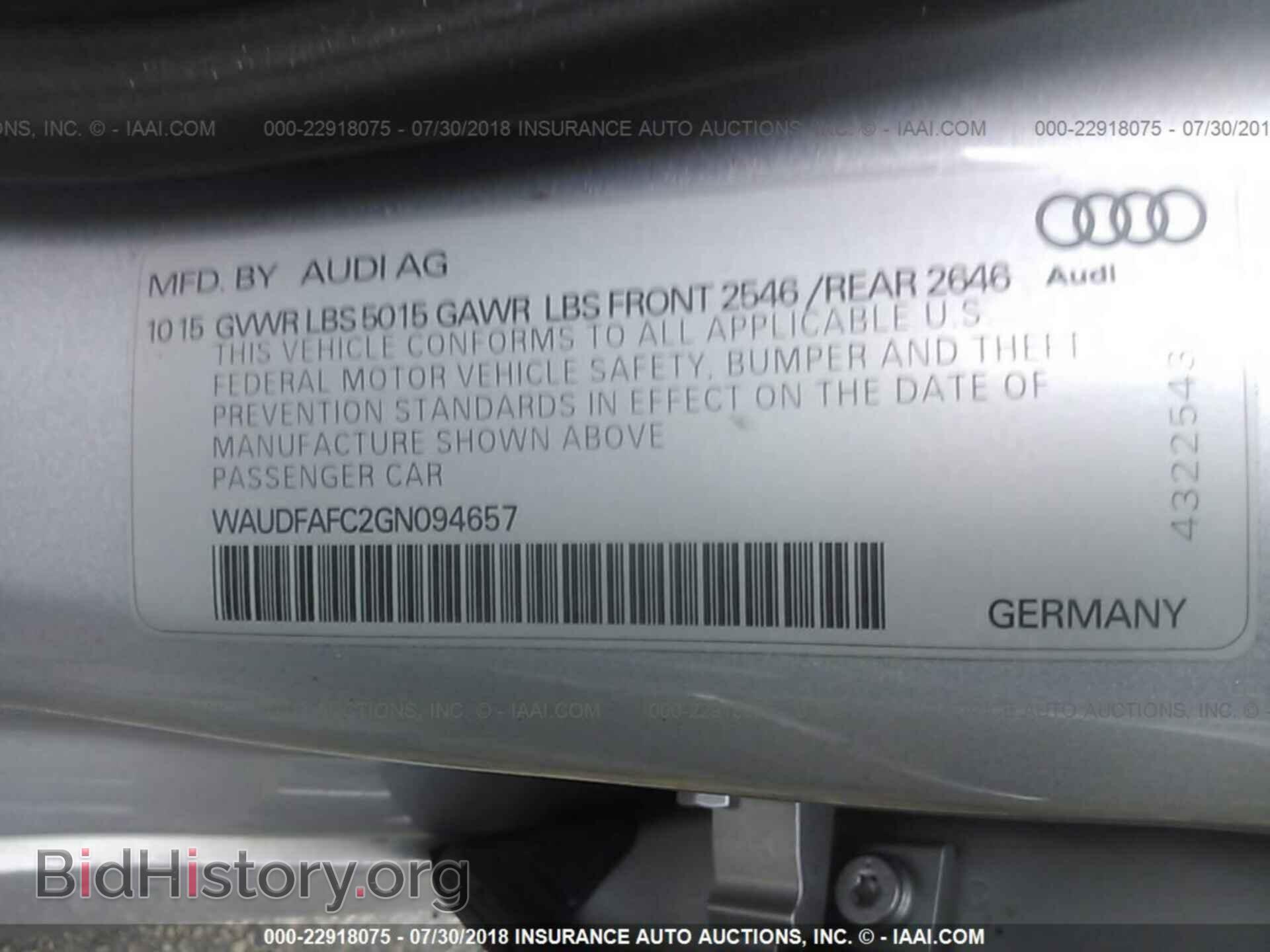 2016 Audi A6 - VIN: WAUDFAFC2GN094657 - Фото 9