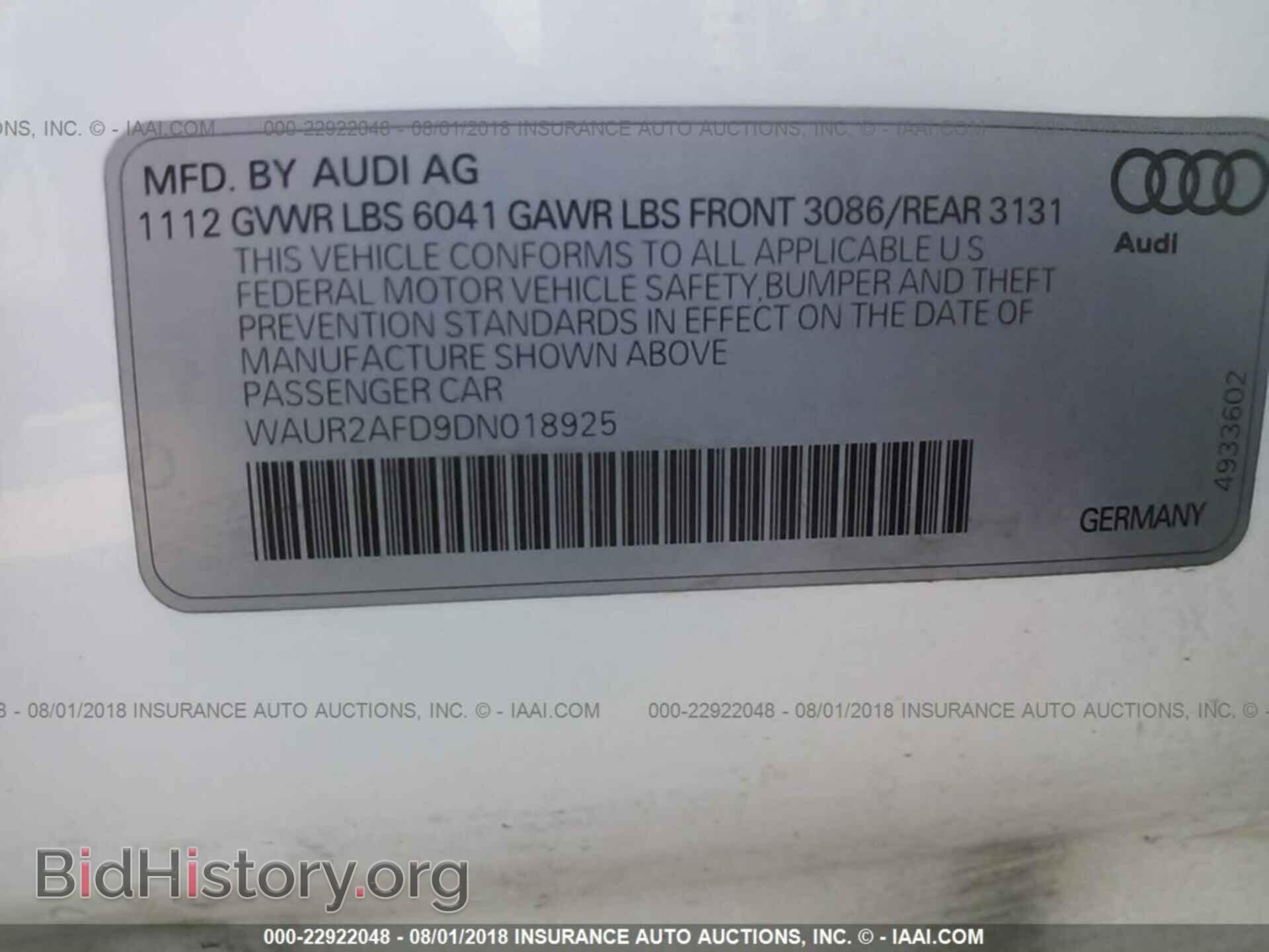 2013 Audi A8 - VIN: WAUR2AFD9DN018925 - Фото 9
