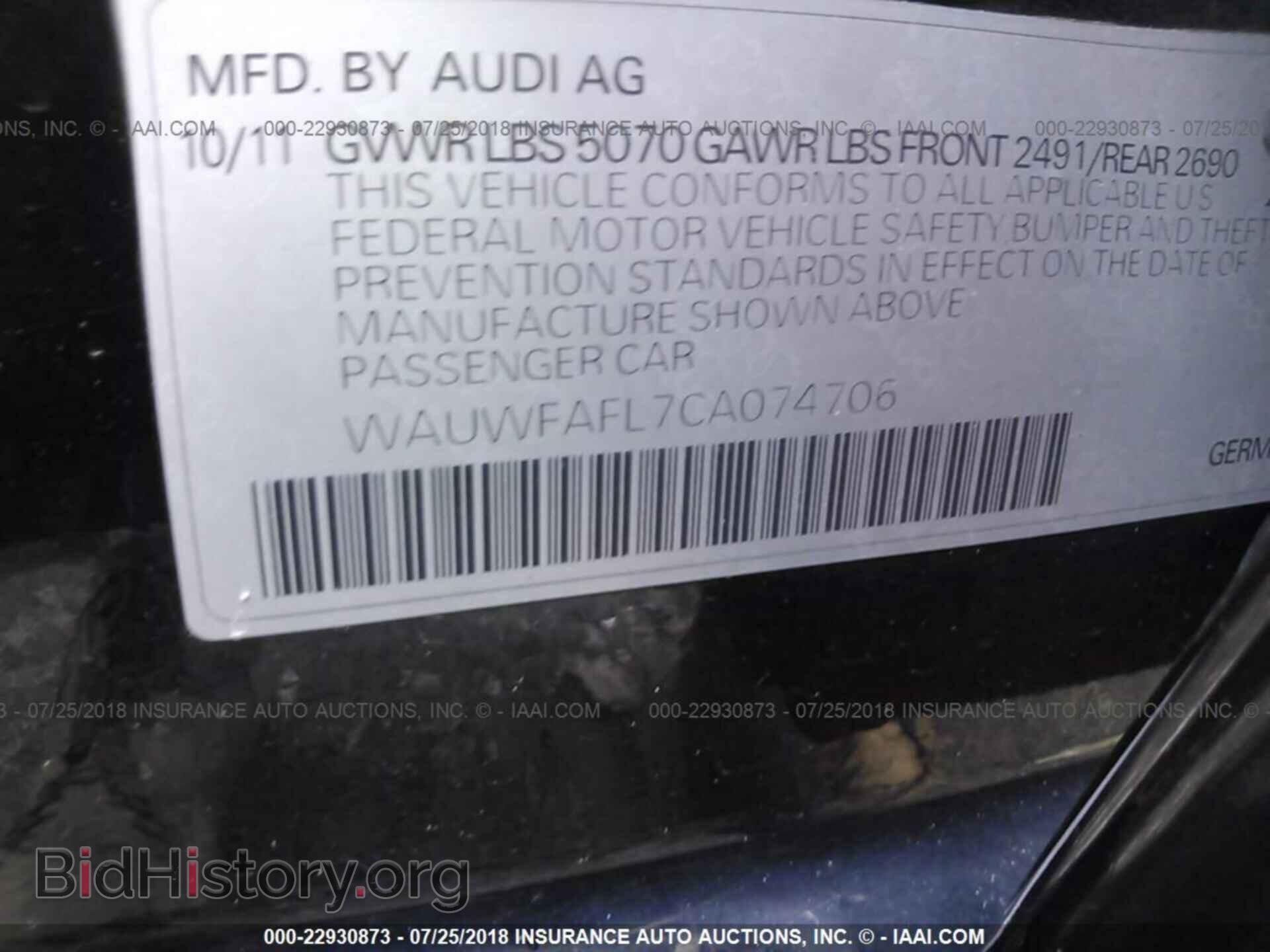 2012 Audi A4 - VIN: WAUWFAFL7CA074706 - Photo 9