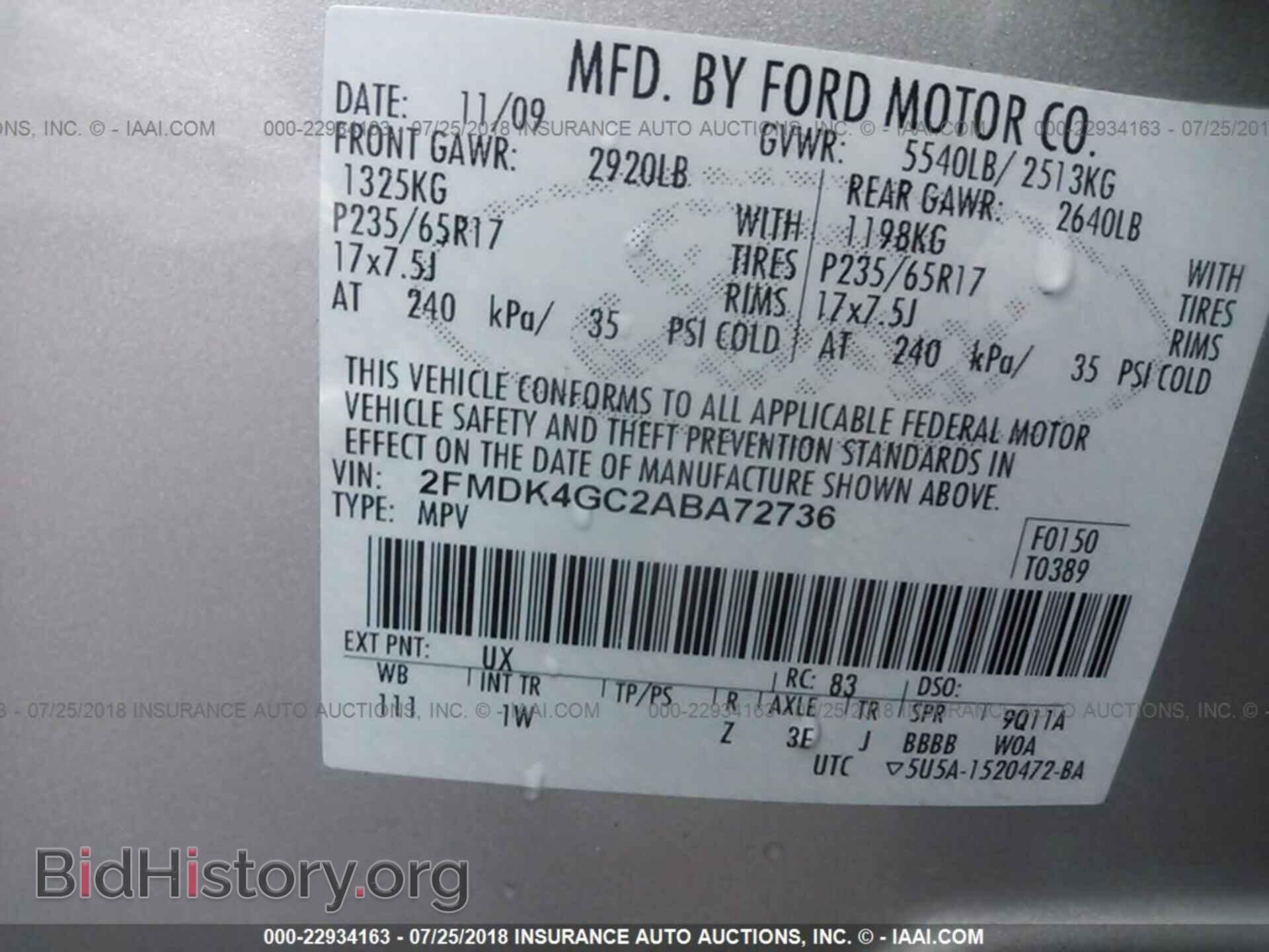 2010 FORD EDGE - VIN: 2FMDK4GC2ABA72736 - Photo 9