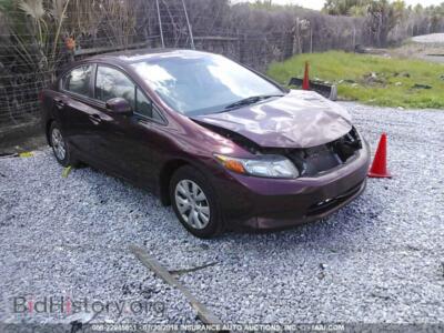 2012 Honda CIVIC, бордовый — VIN 19XFB2F5XCE071253, IAAI