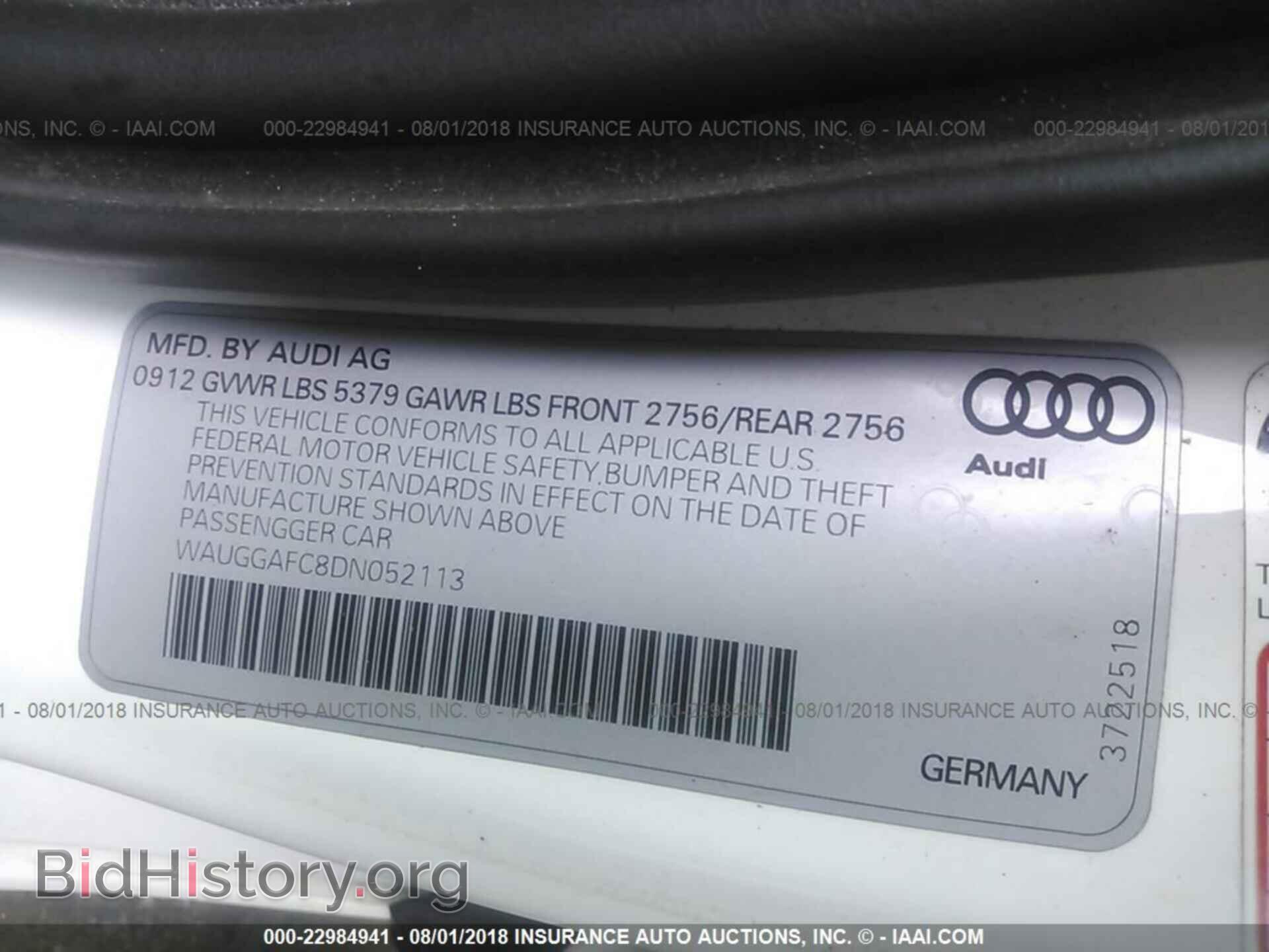 2013 Audi A6 - VIN: WAUGGAFC8DN052113 - Фото 9