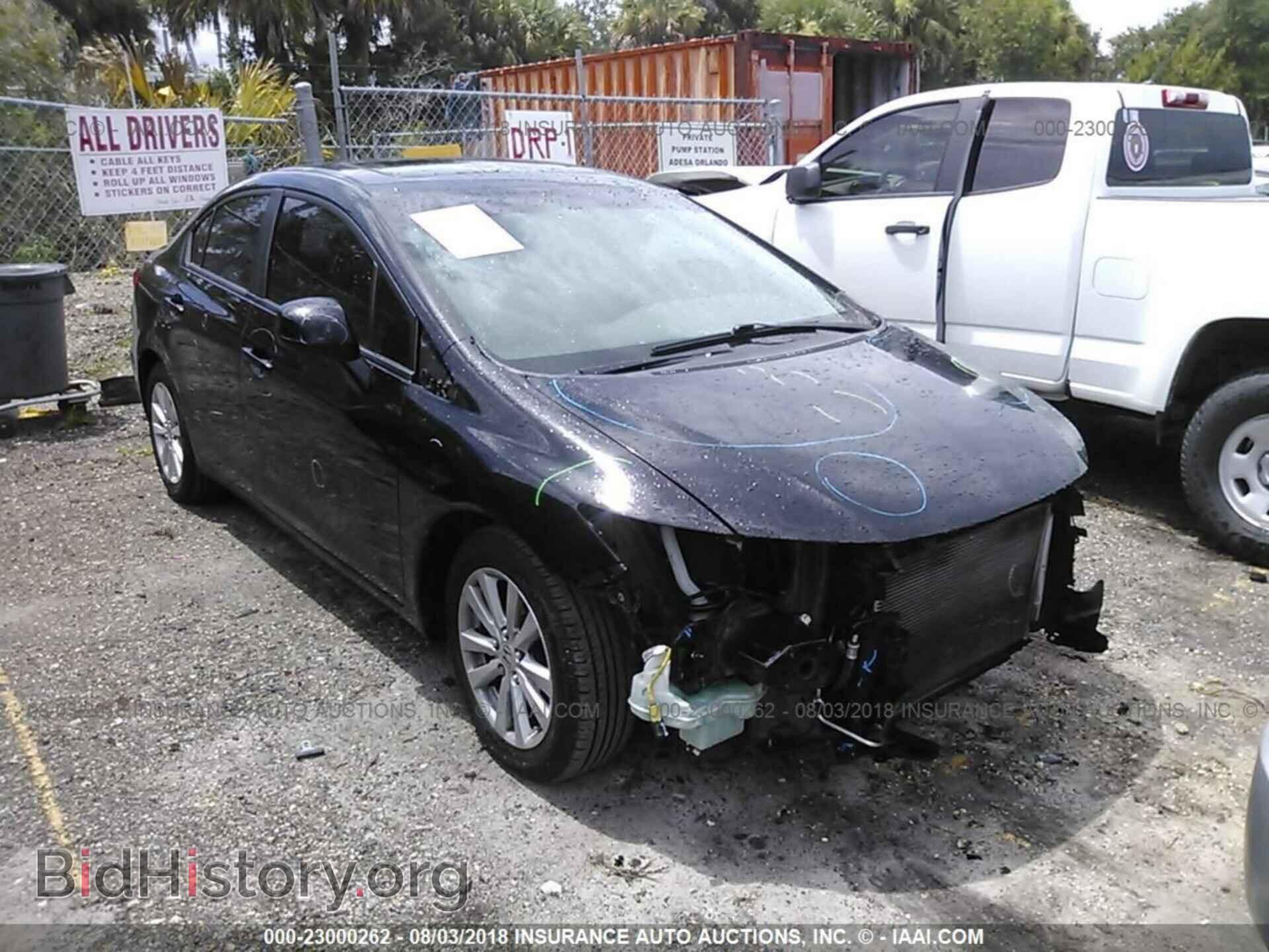 2012 Honda CIVIC (VIN 19XFB2F80CE047795) — photo 1 of 10, IAAI, damage: front end