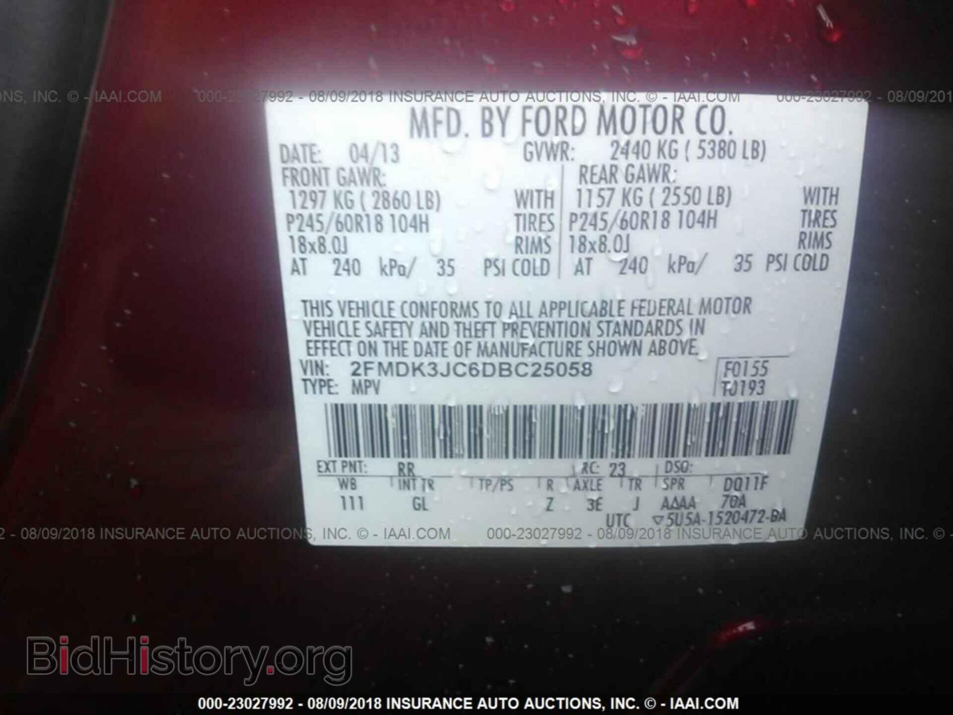 2013 Ford Edge - VIN: 2FMDK3JC6DBC25058 - Фото 9