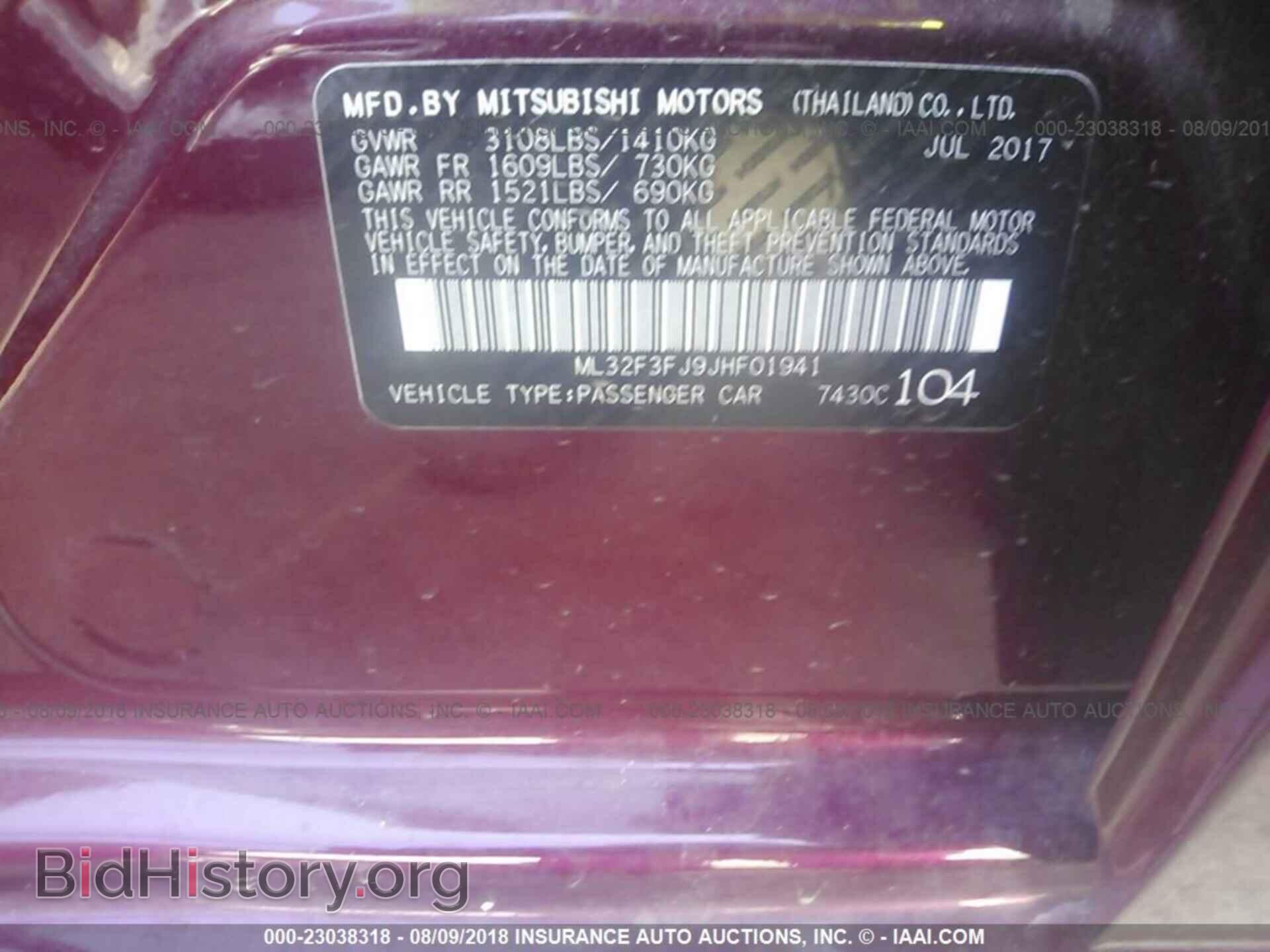 2018 MITSUBISHI MIRAGE - VIN: ML32F3FJ9JHF01941 - Фото 9