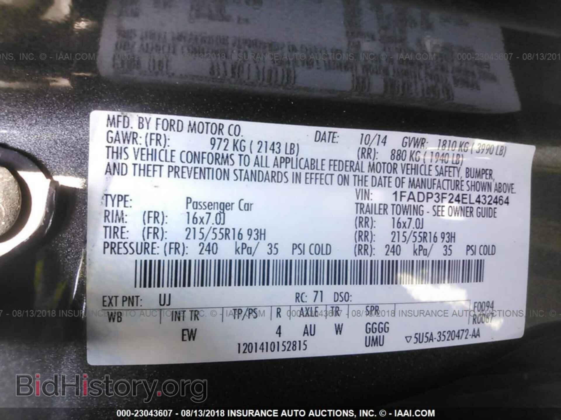 2014 FORD FOCUS - VIN: 1FADP3F24EL432464 - Фото 9